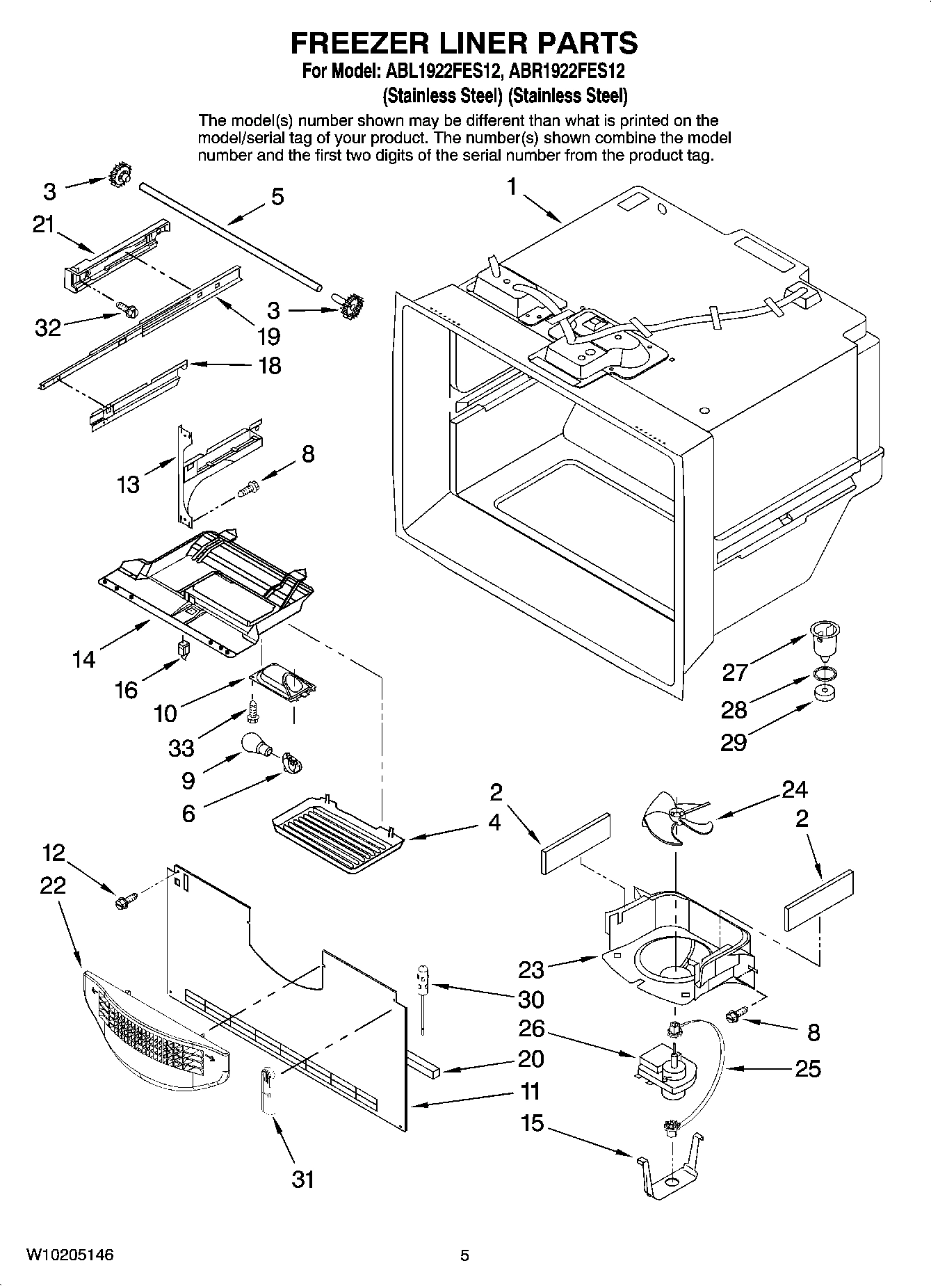 03 - FREEZER LINER PARTS