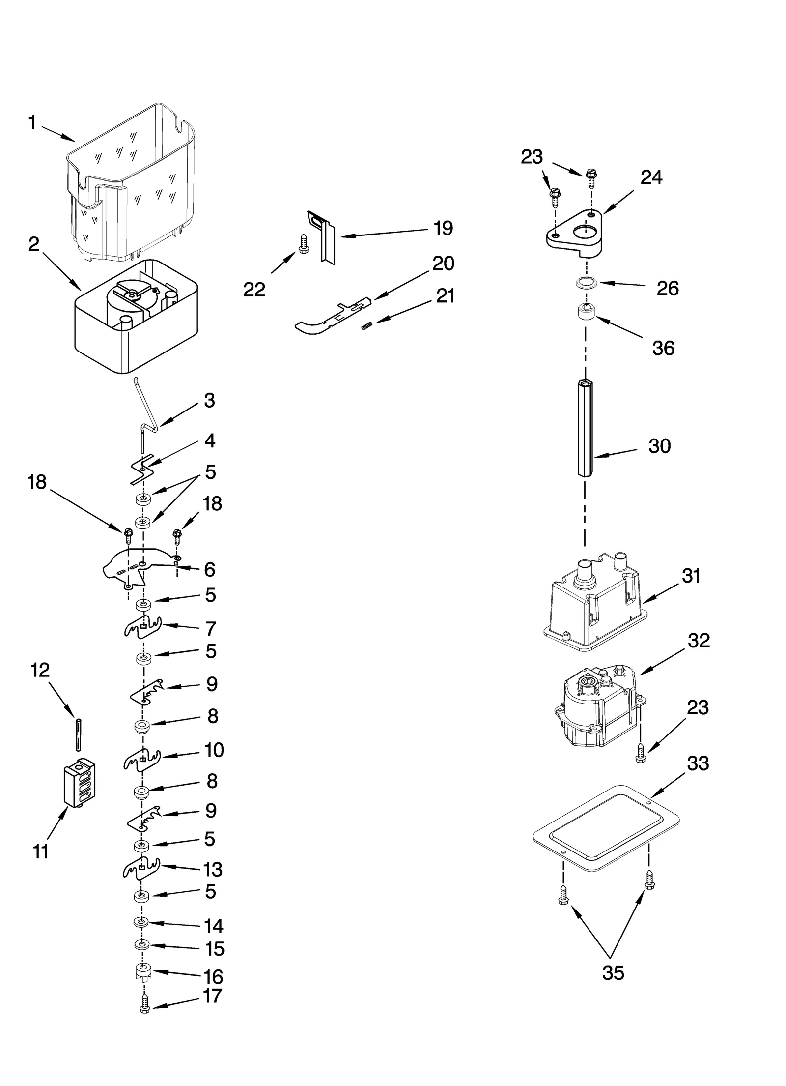 MOTOR AND ICE CONTAINER PARTS