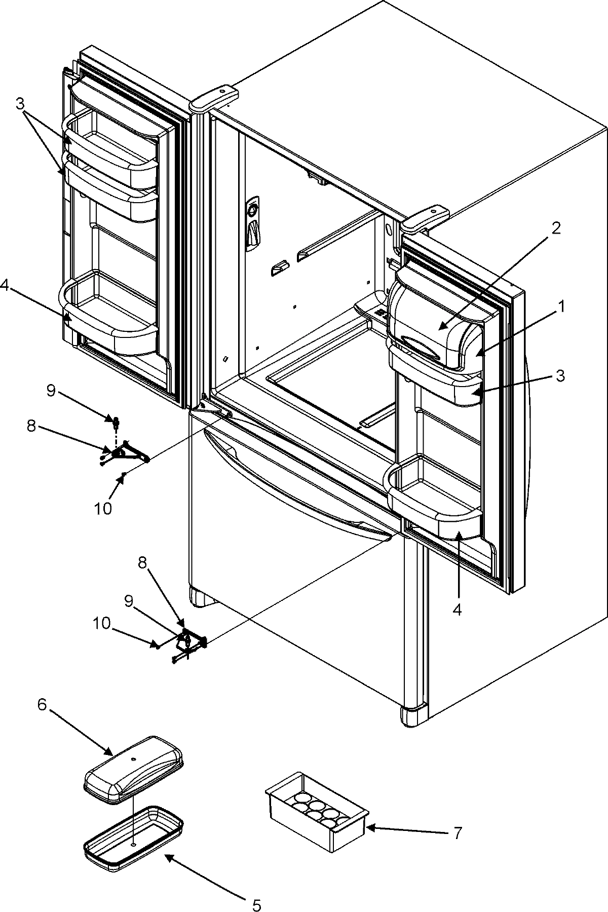 12 - REF DR STORAGE & CENTER HINGES