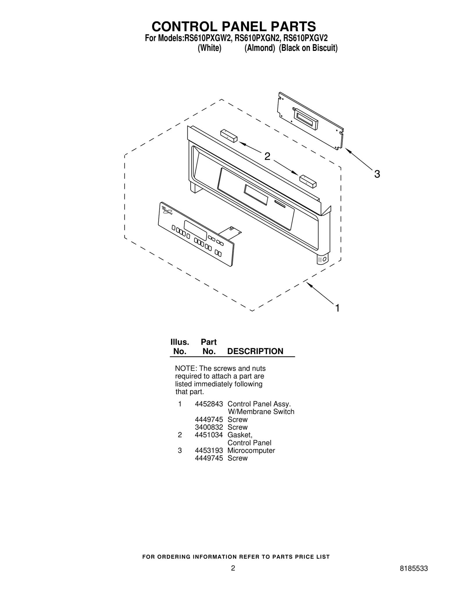 CONTROL PANEL PARTS