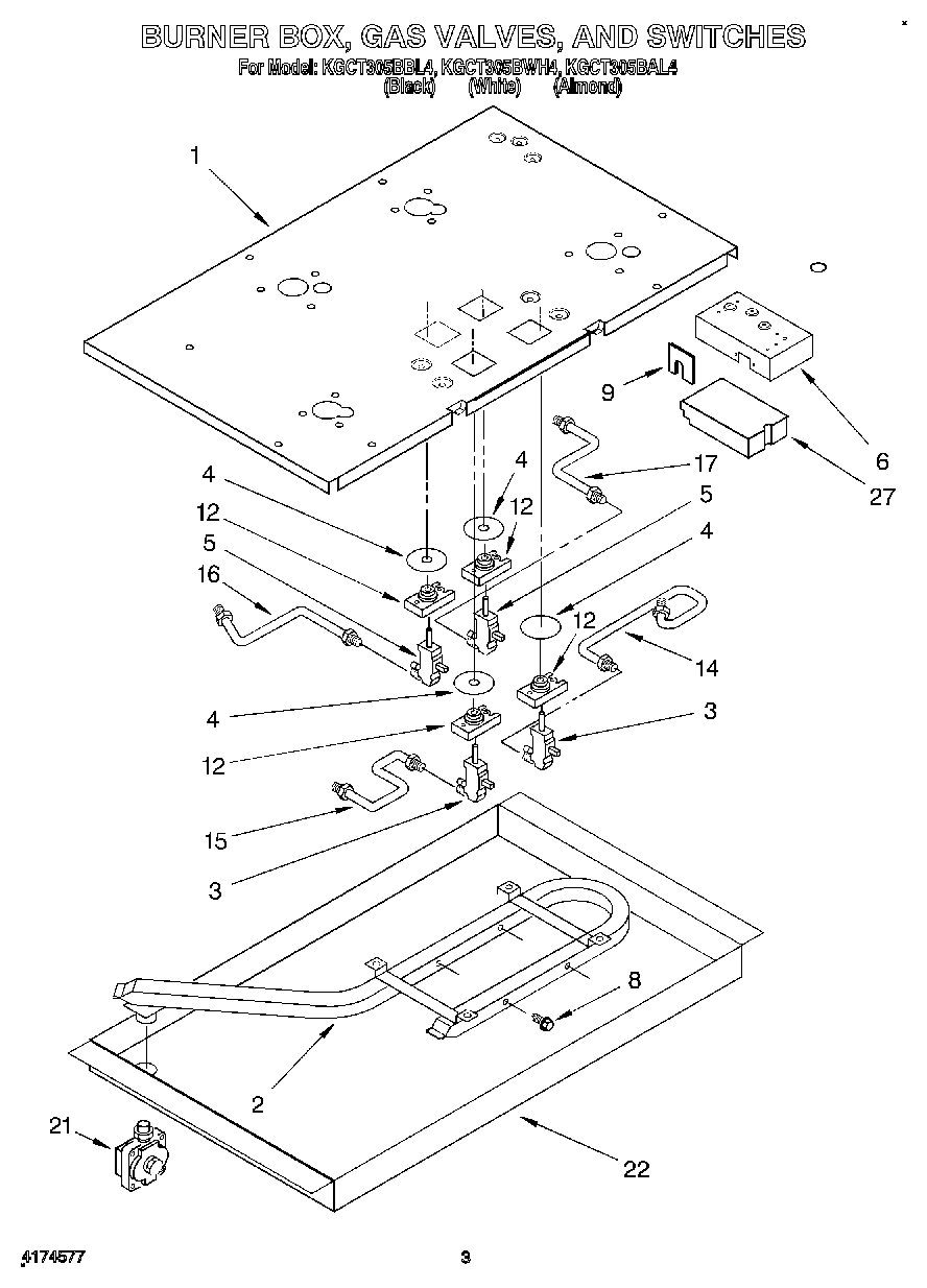 03 - BURNER BOX, GAS VALVES, AND SWITCHES