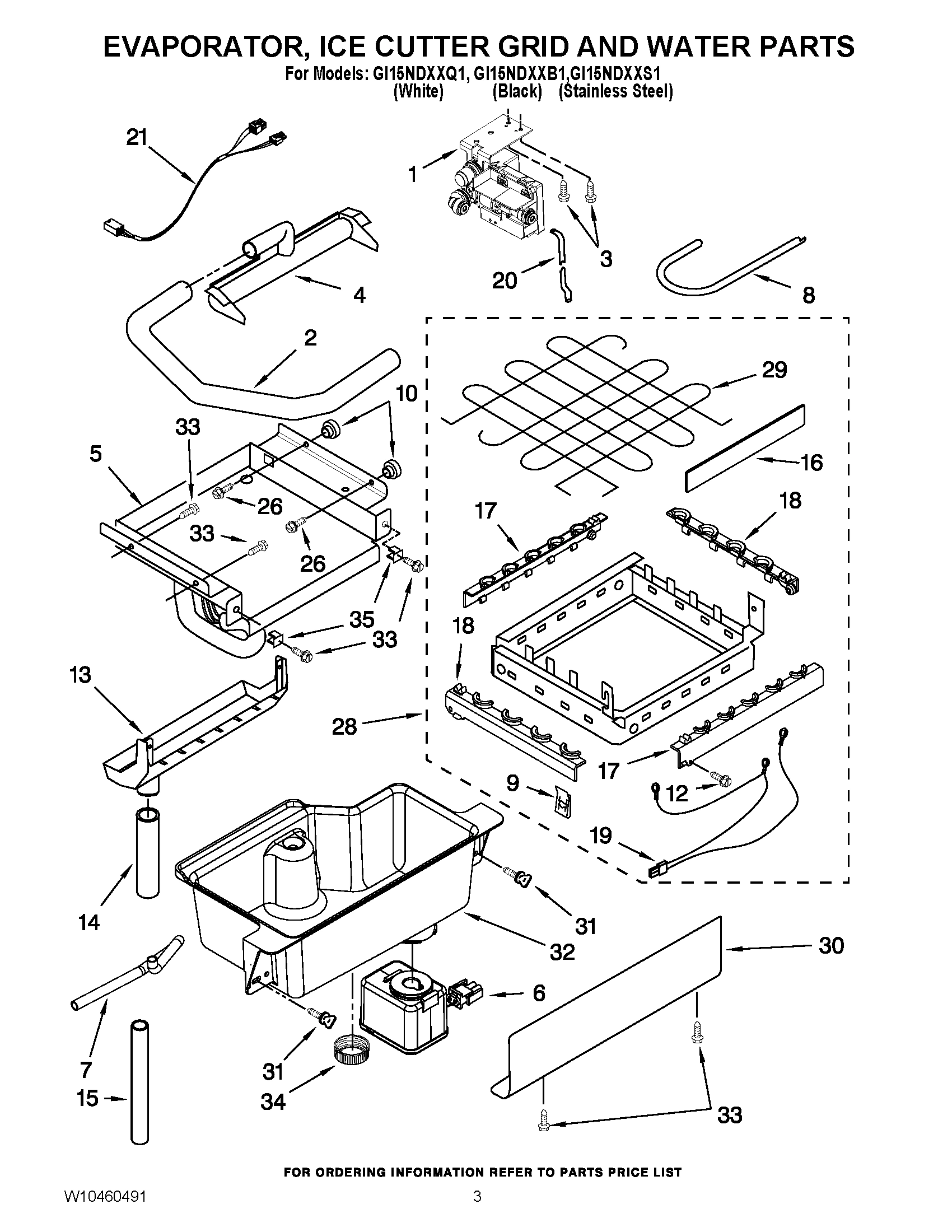 02 - EVAPORATOR, ICE CUTTER GRID AND WATER PARTS