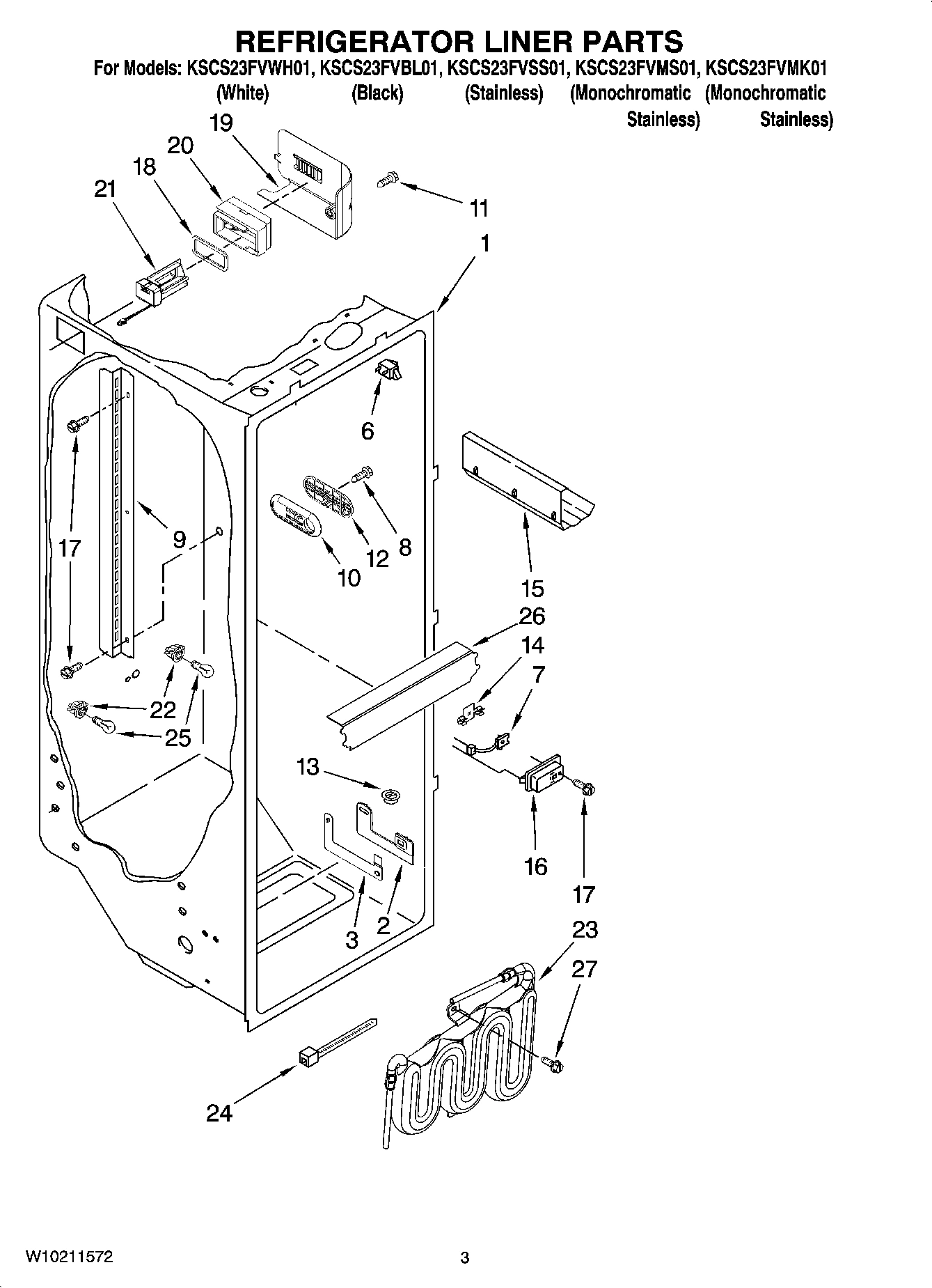 02 - REFRIGERATOR LINER PARTS