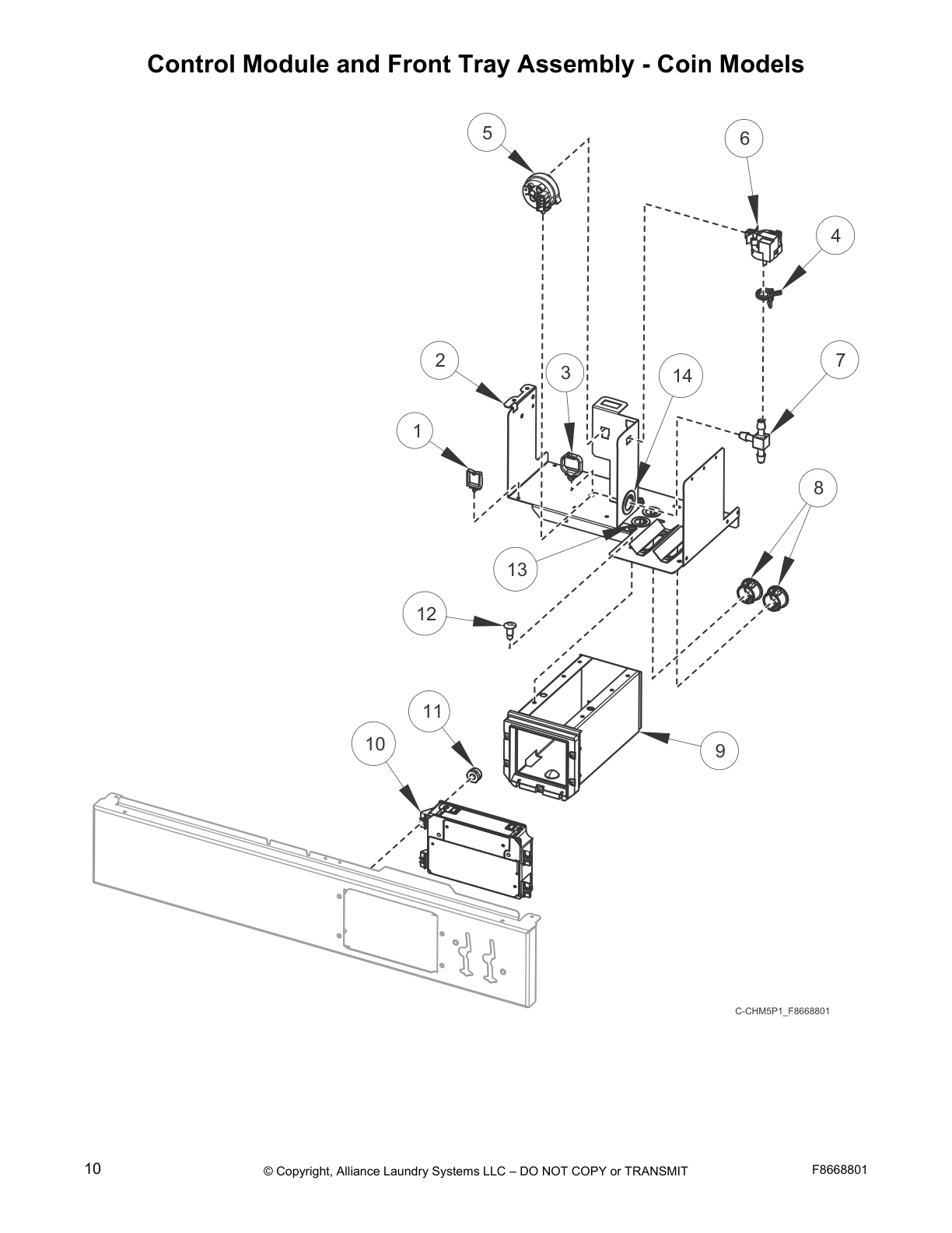 Control Module and Front Tray Assembly - Coin Models
