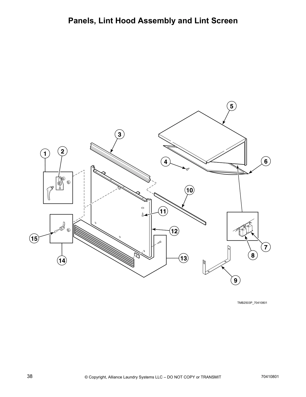Panels, Lint Hood Assembly and Lint Screen