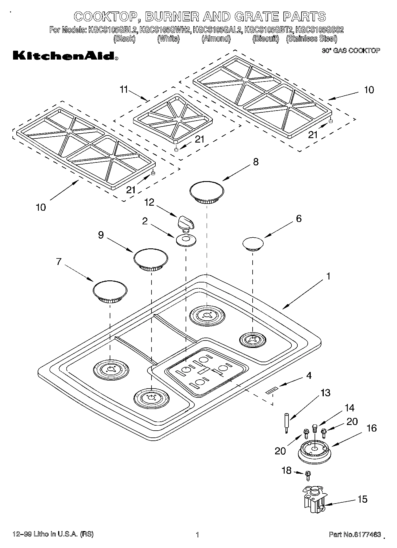 01 - COOKTOP, BURNER AND GRATE PARTS