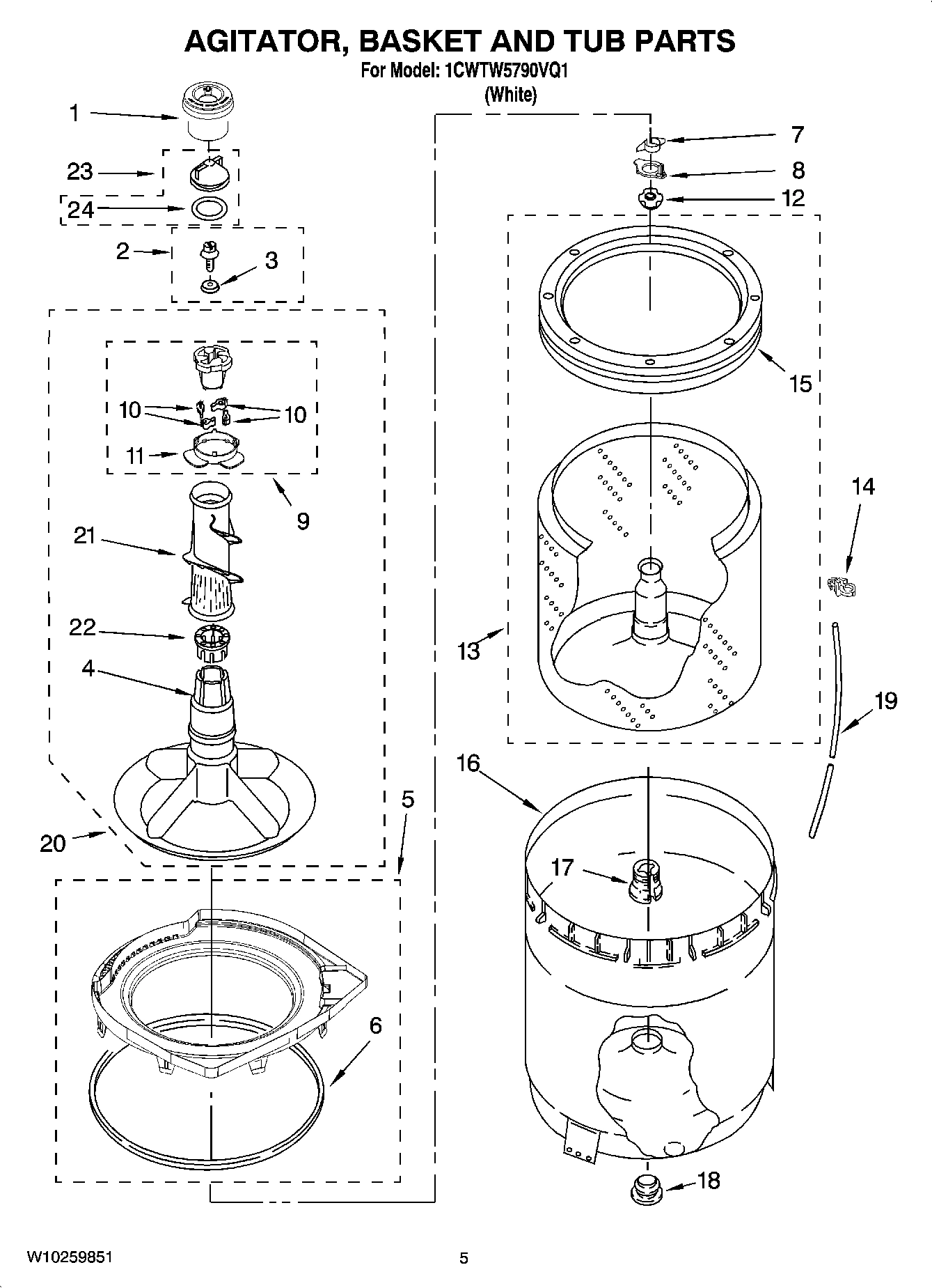 03 - AGITATOR, BASKET AND TUB PARTS