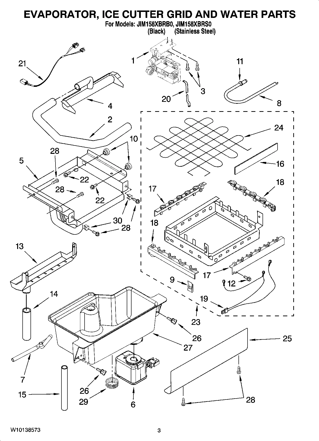 02 - EVAPORATOR, ICE CUTTER GRID AND WATER PARTS