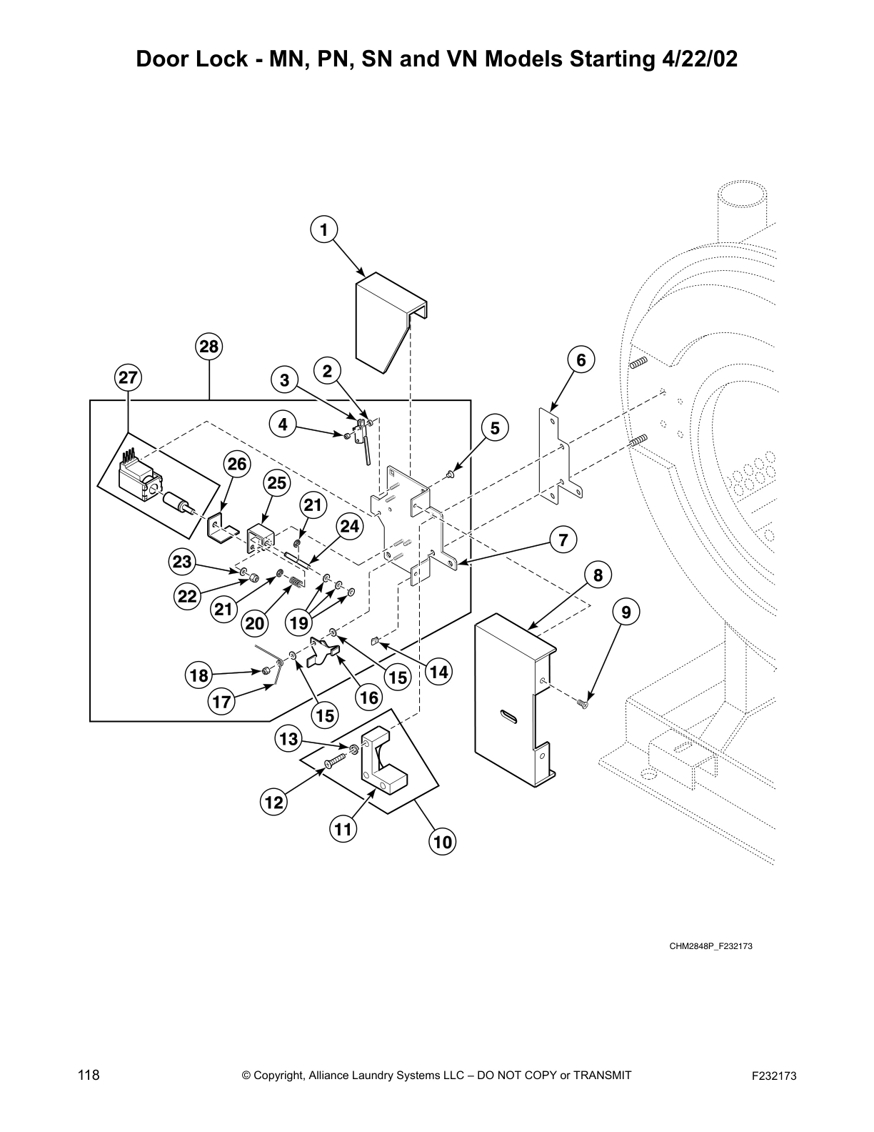 Door Lock - MN, PN, SN and VN Models Starting 4/22/02