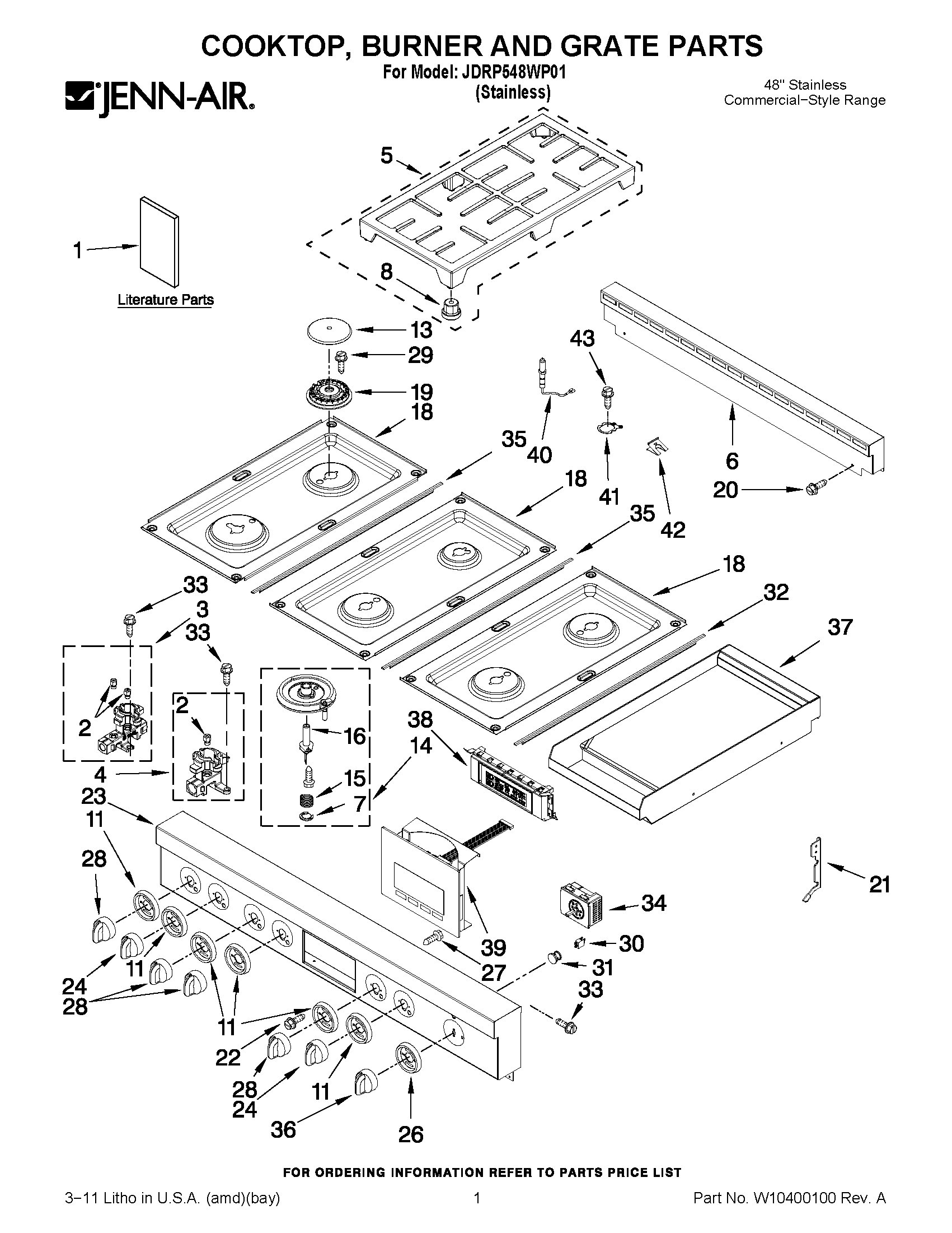 01 - COOKTOP, BURNER AND GRATE PARTS