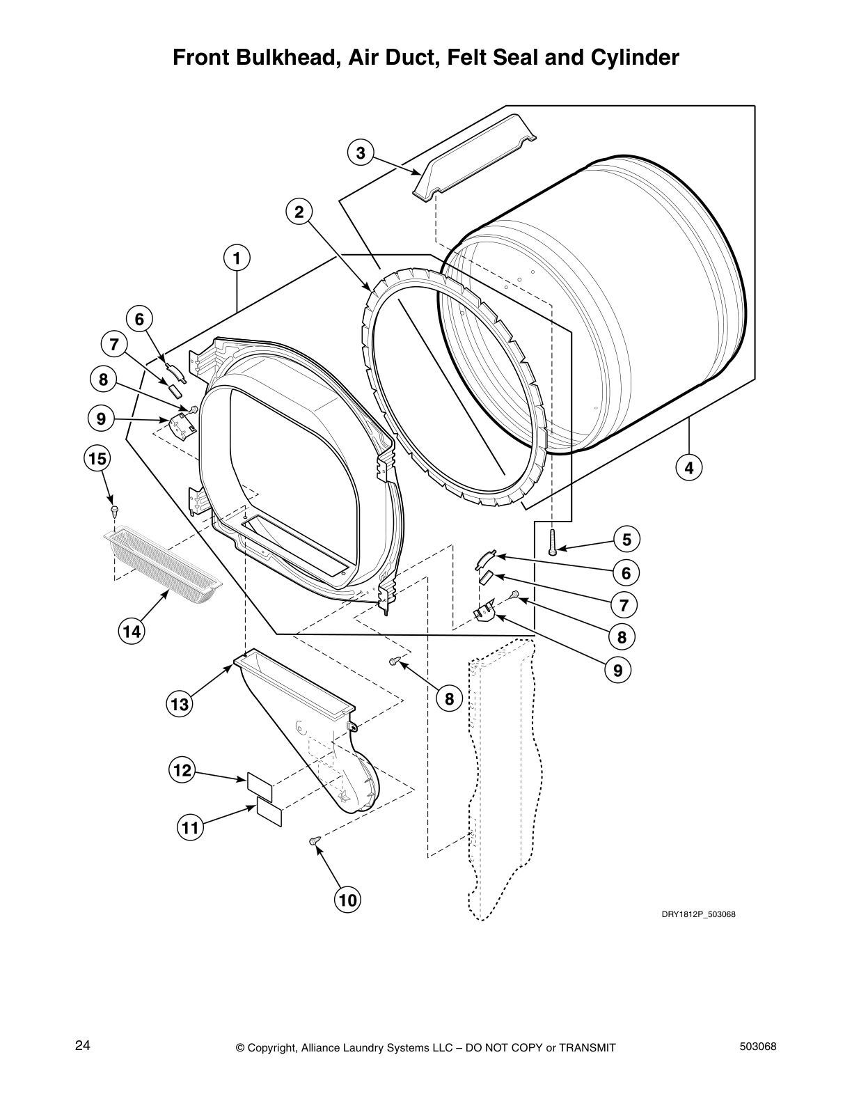 Front Bulkhead, Air Duct, Felt Seal and Cylinder