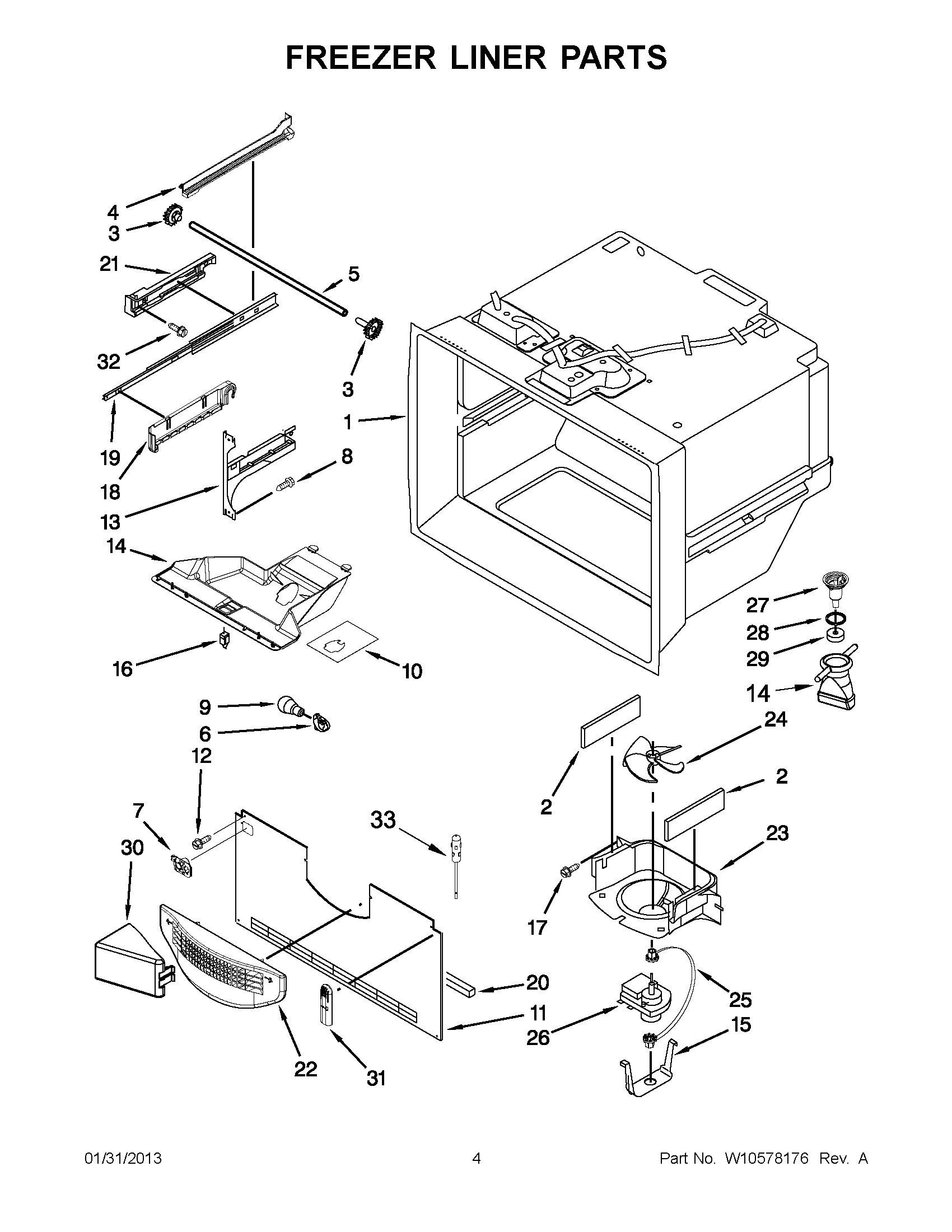 02 - FREEZER LINER PARTS