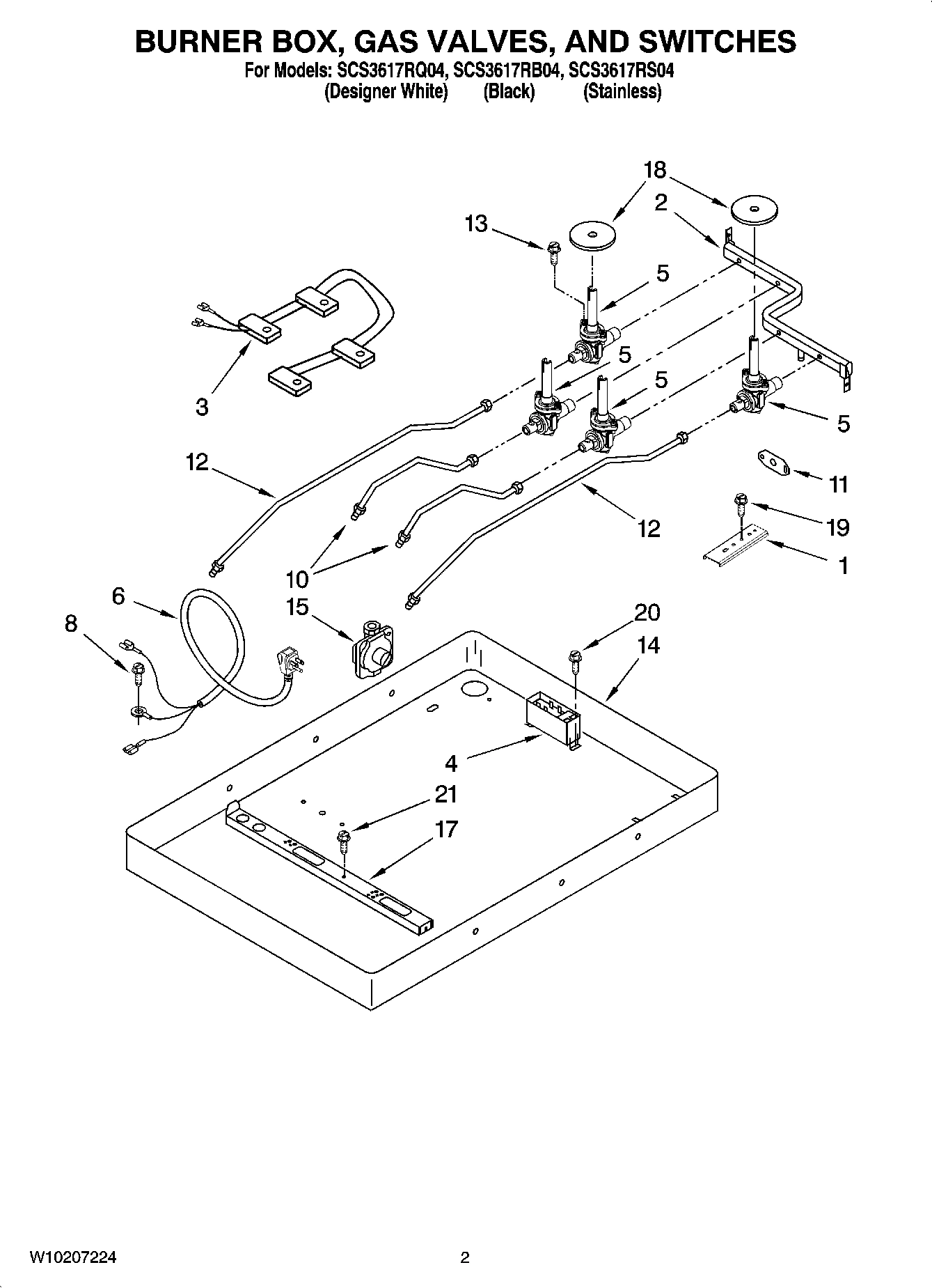 02 - BURNER BOX, GAS VALVES, AND SWITCHES