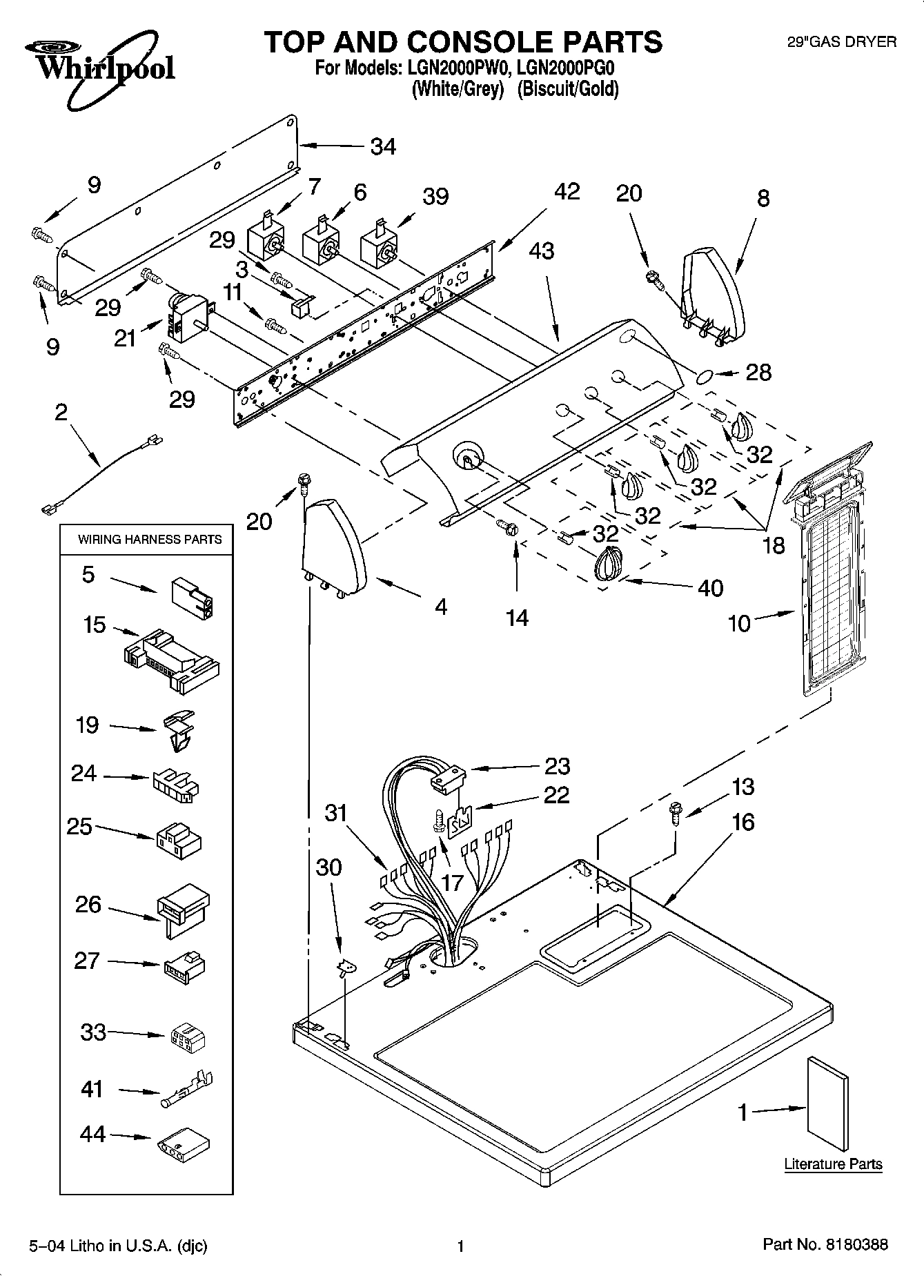 01 - TOP AND CONSOLE PARTS OPTIONAL PARTS (NOT INCLUDED)
