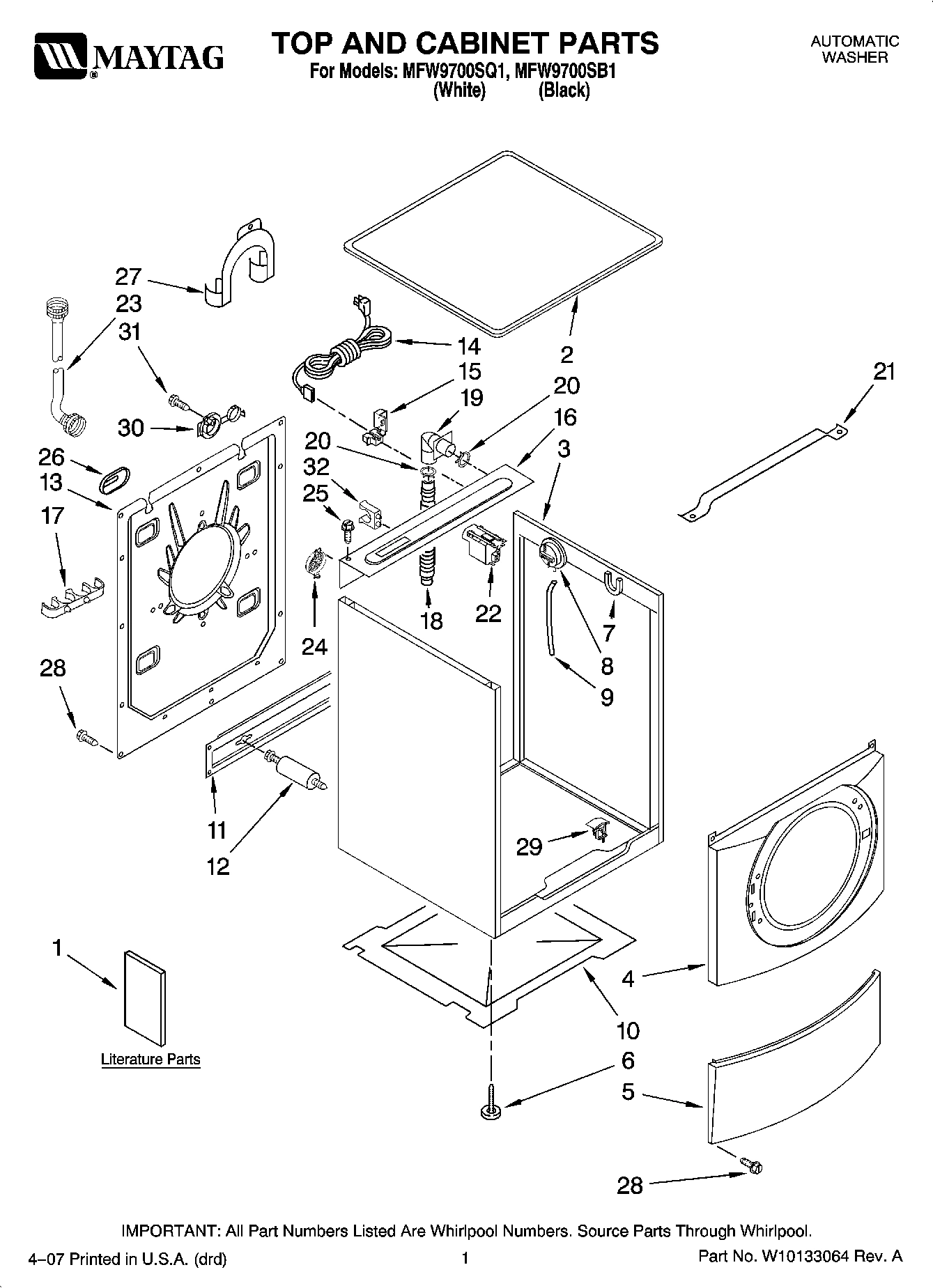 01 - TOP AND CABINET PARTS