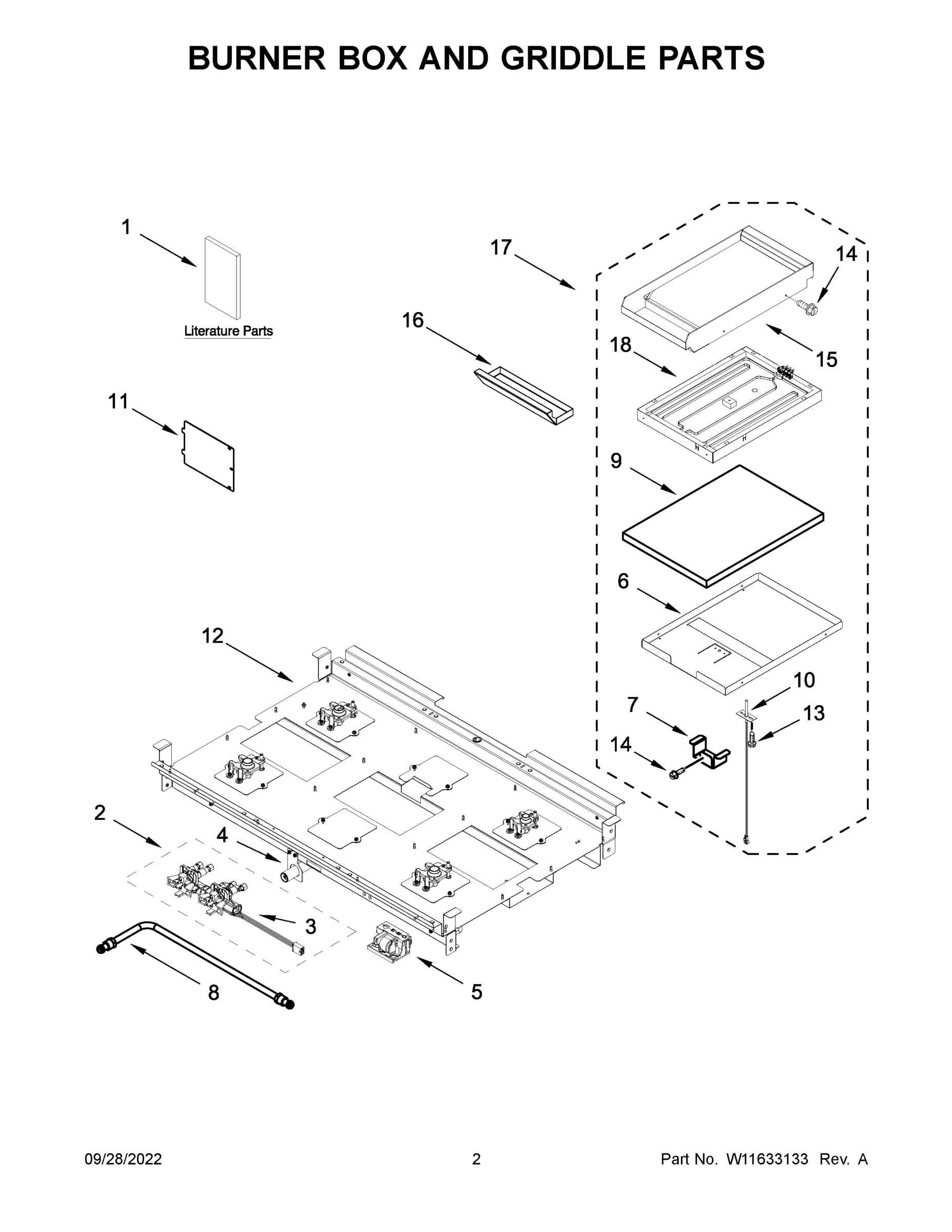 02 - BURNER BOX AND GRIDDLE PARTS
