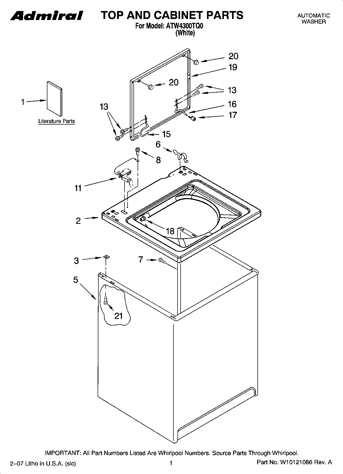 01 - TOP AND CABINET PARTS