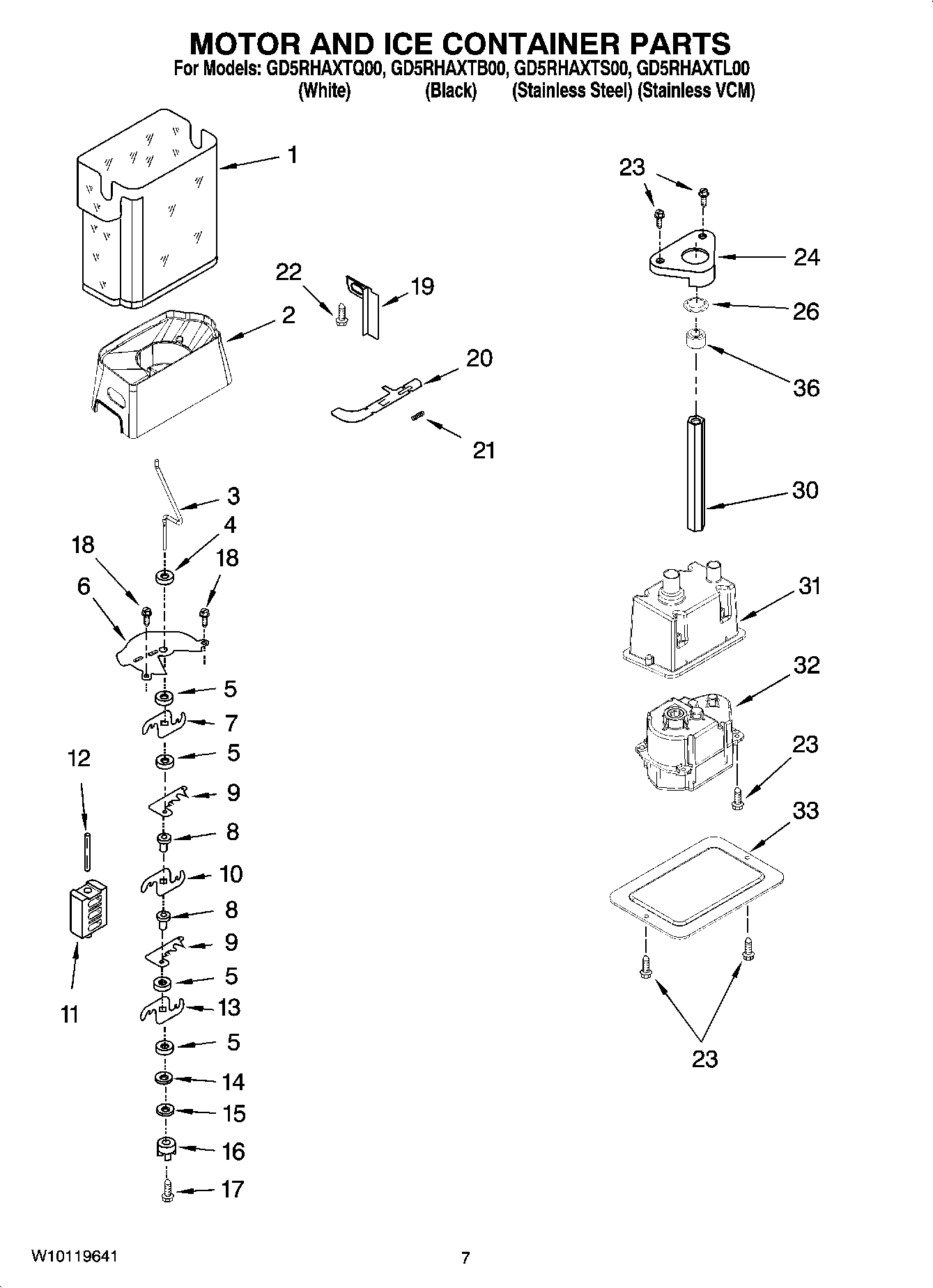 05 - MOTOR AND ICE CONTAINER PARTS