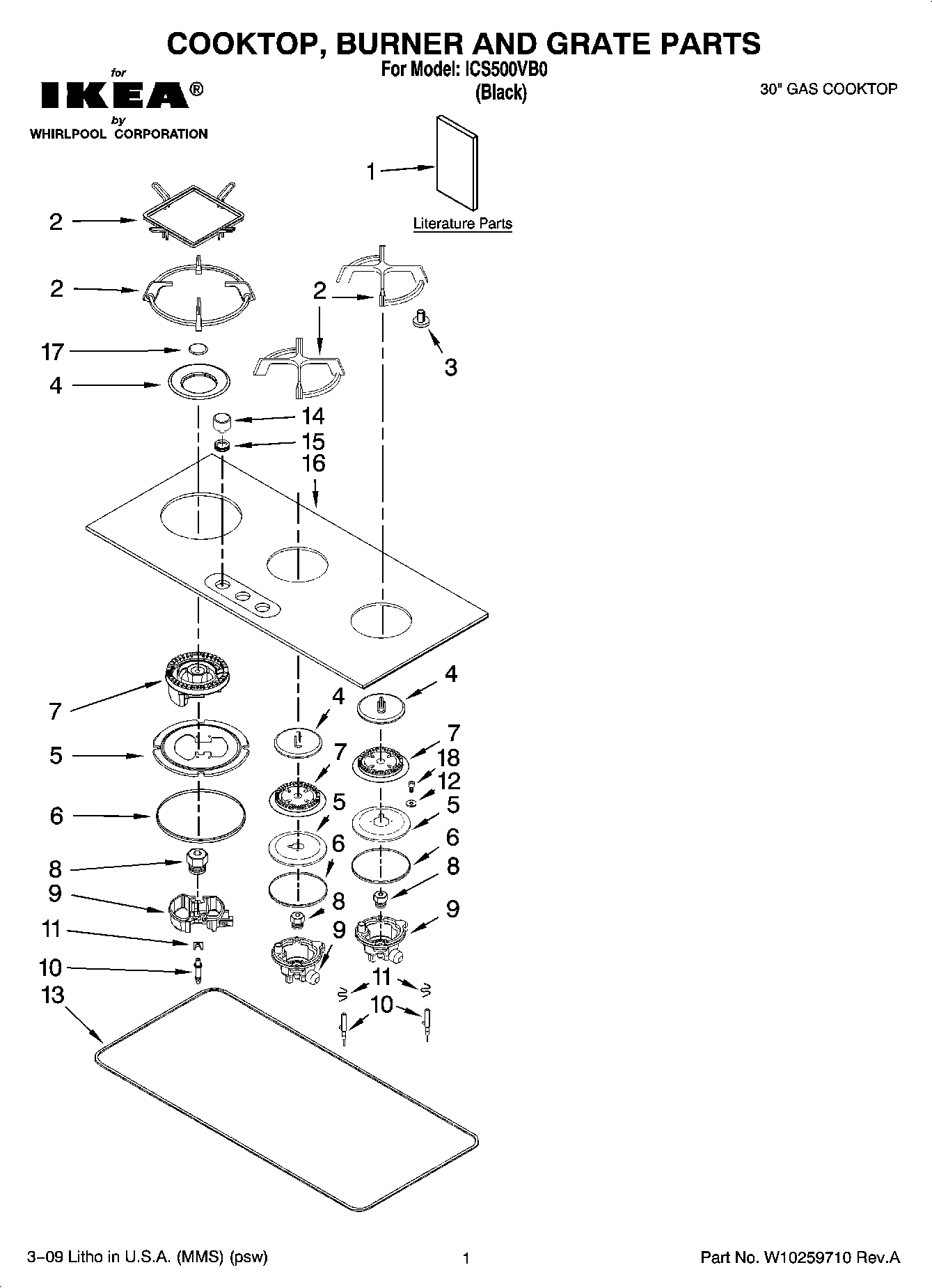 01 - COOKTOP, BURNER AND GRATE PARTS