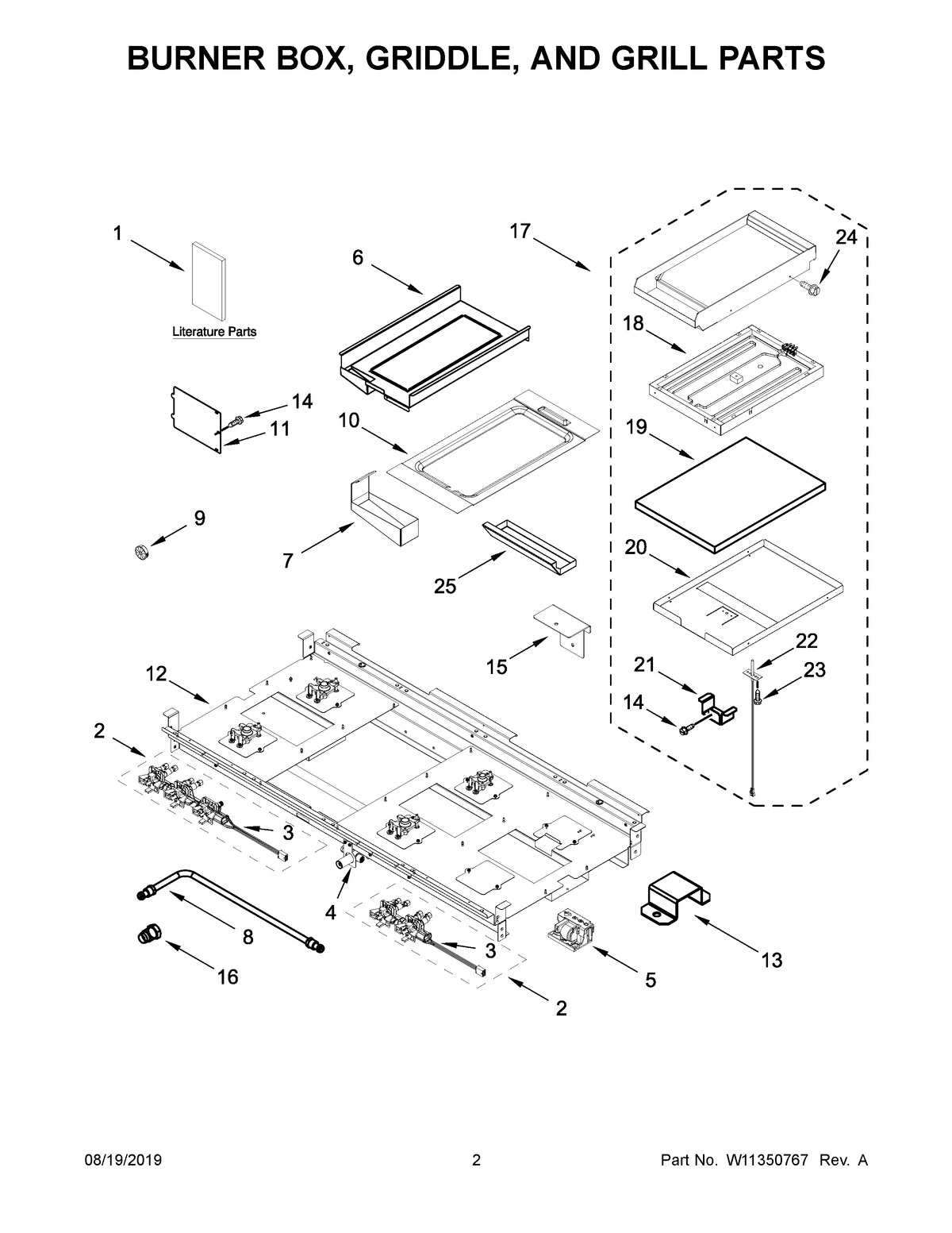 02 - BURNER BOX, GRIDDLE, AND GRILL PARTS