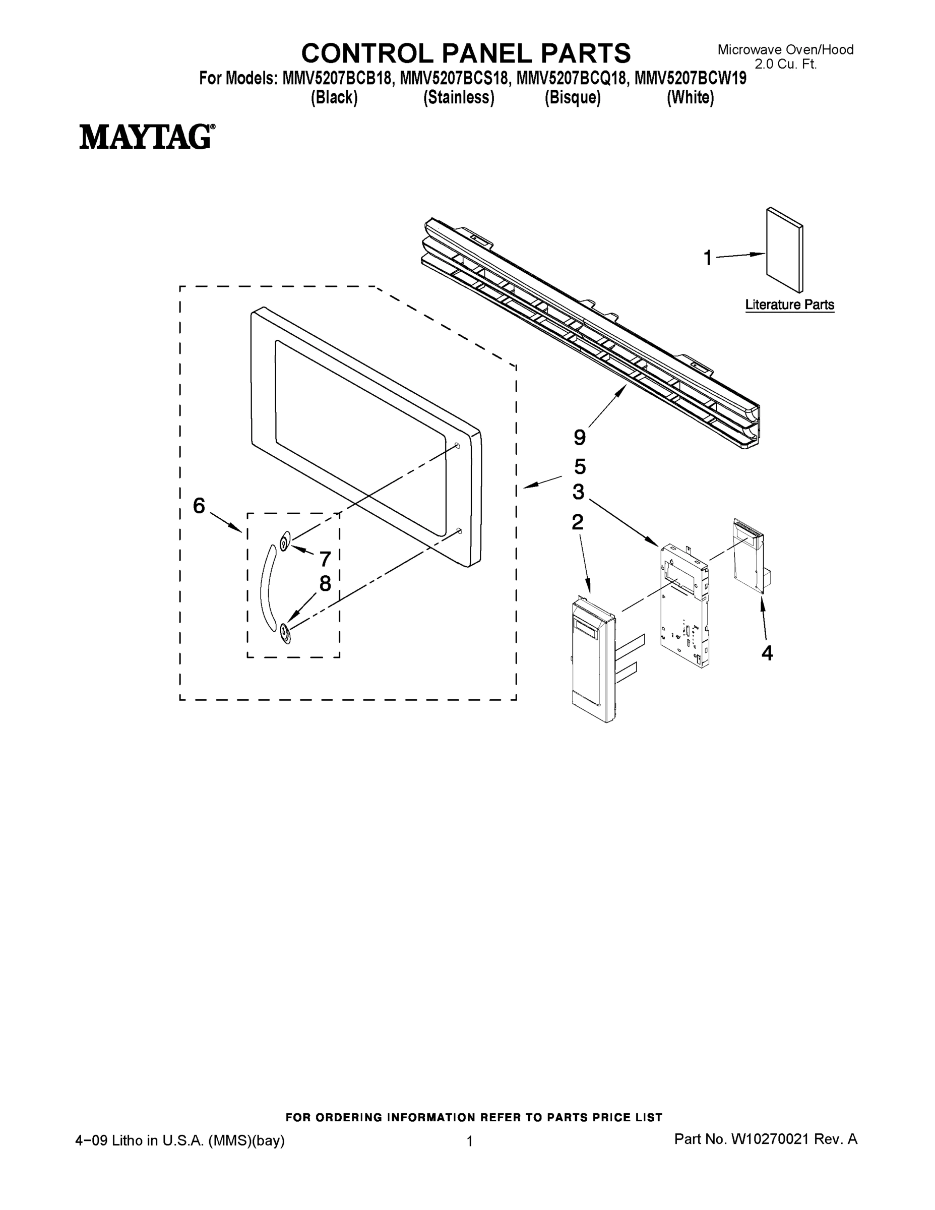 01 - CONTROL PANEL PARTS