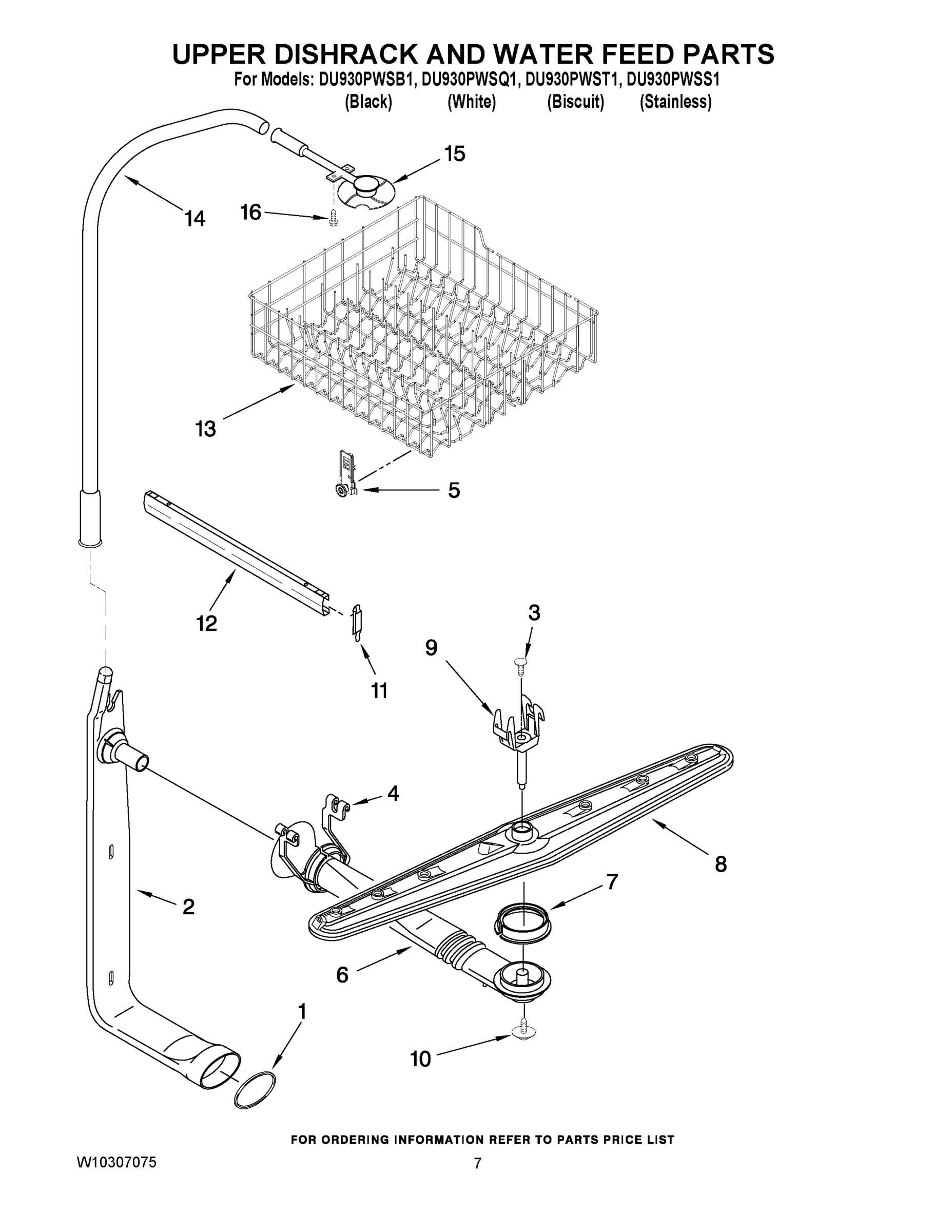 05 - UPPER DISHRACK AND WATER FEED PARTS