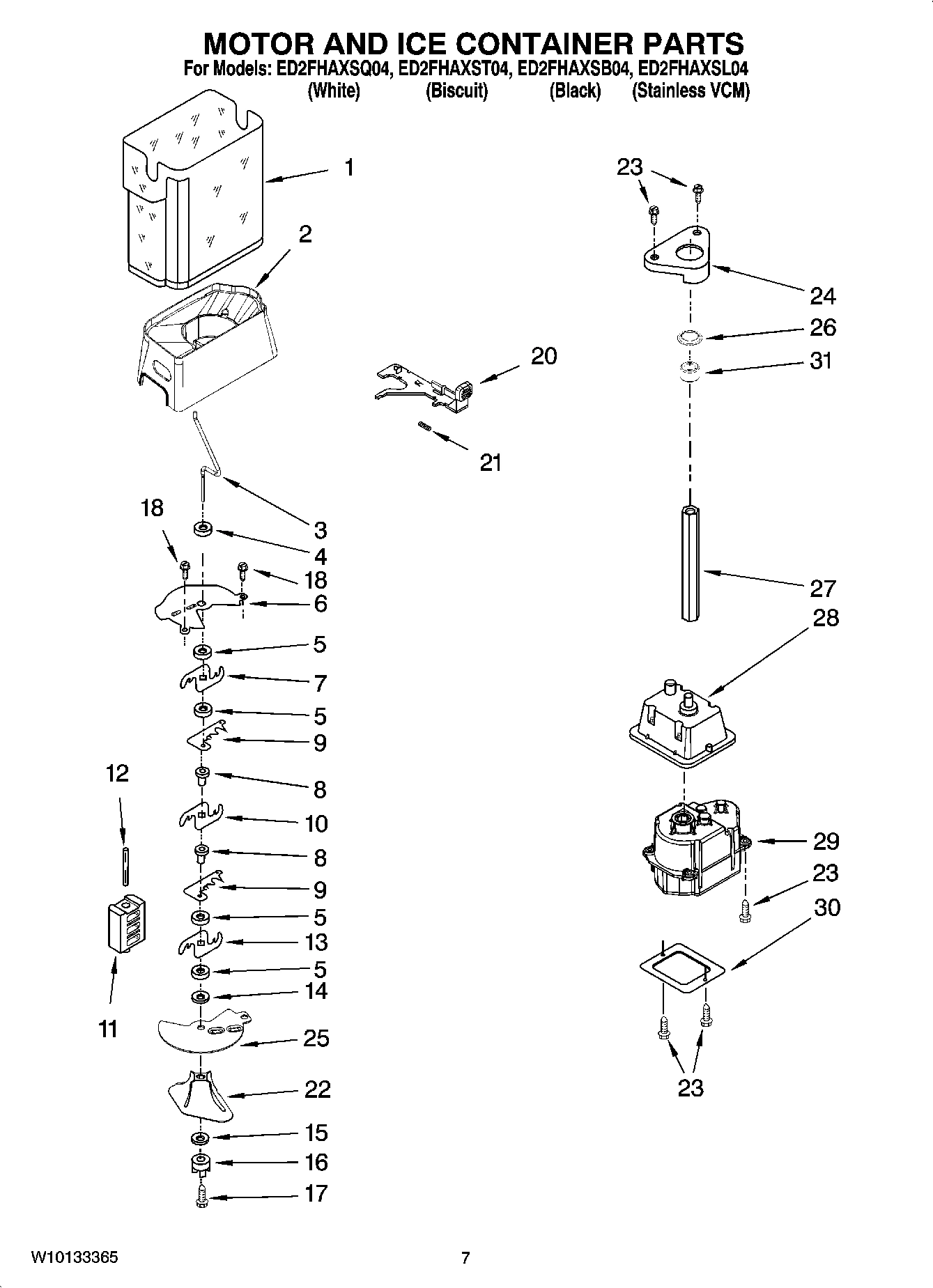 05 - MOTOR AND ICE CONTAINER PARTS
