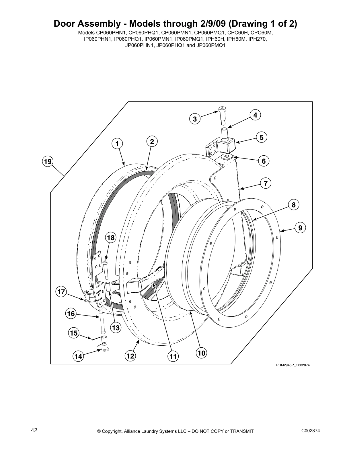 Door Assembly - Models through 2/9/09 (Drawing 1 of 2)