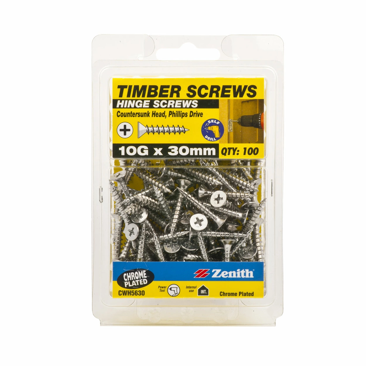 ZENITH® 10G x 30mm Hinge Screws for Internal Use – Pack of 100