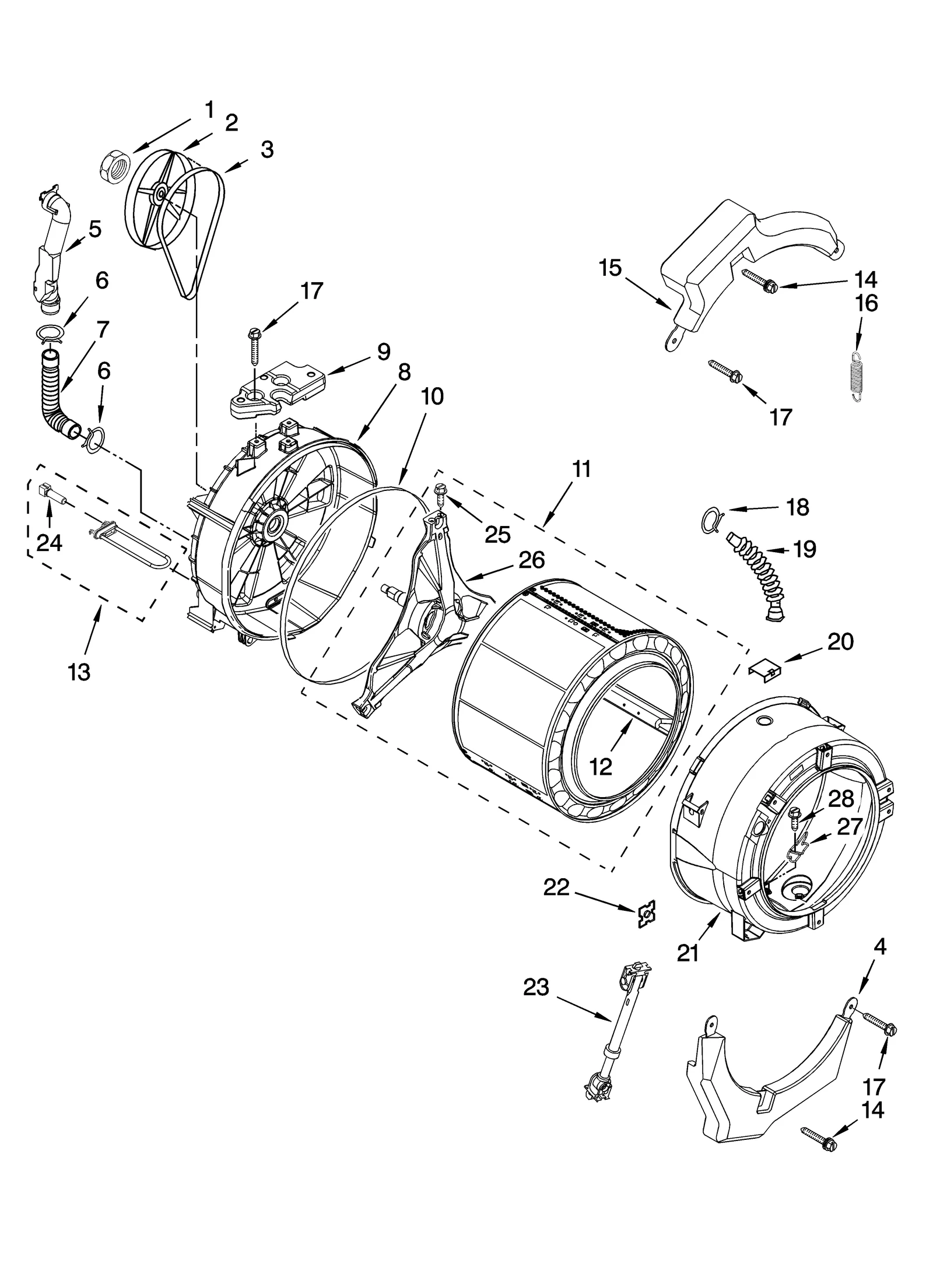 TUB AND BASKET PARTS, OPTIONAL PARTS (NOT INCLUDED)