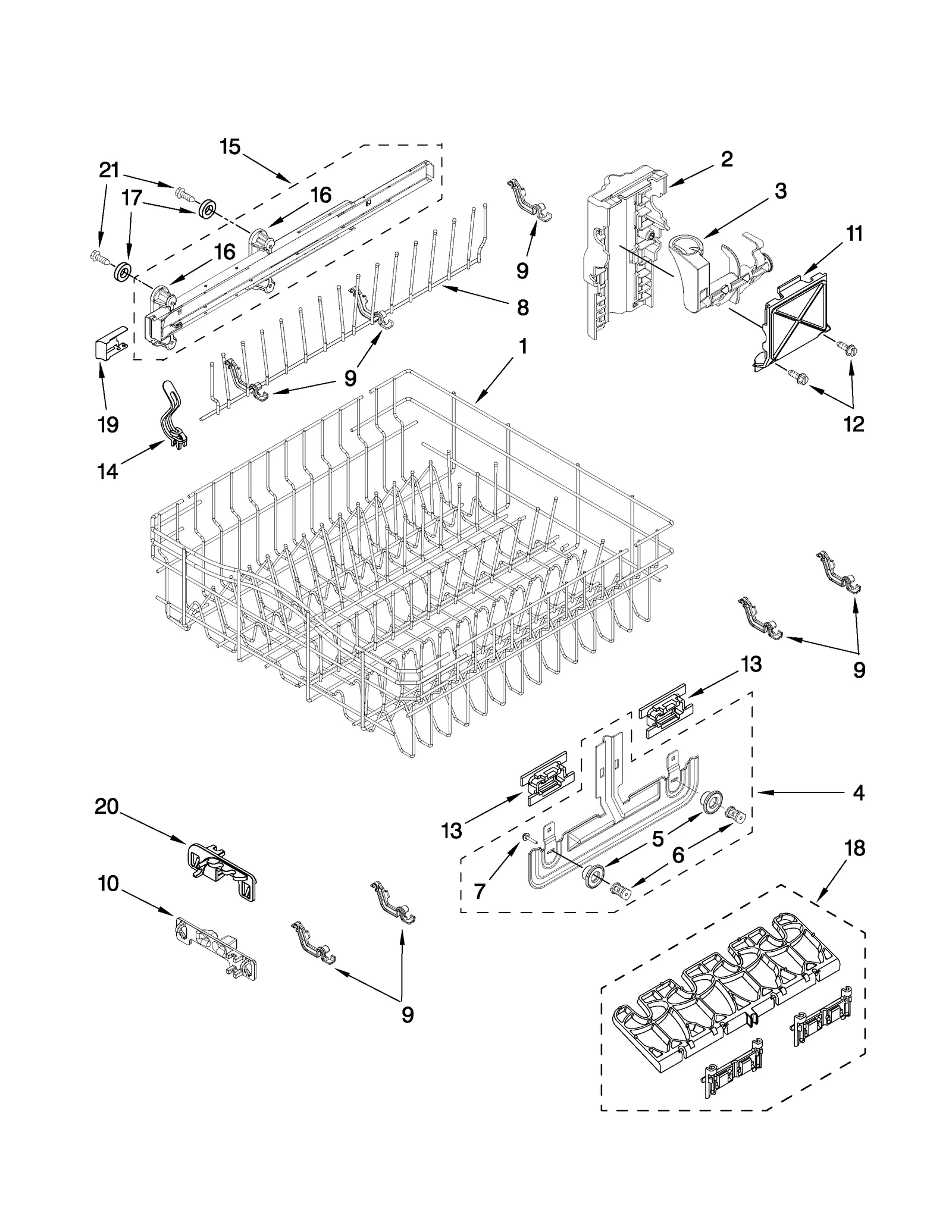 UPPER RACK AND TRACK PARTS