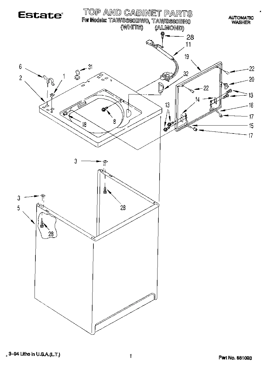 01 - TOP AND CABINET, LIT/OPTIONAL