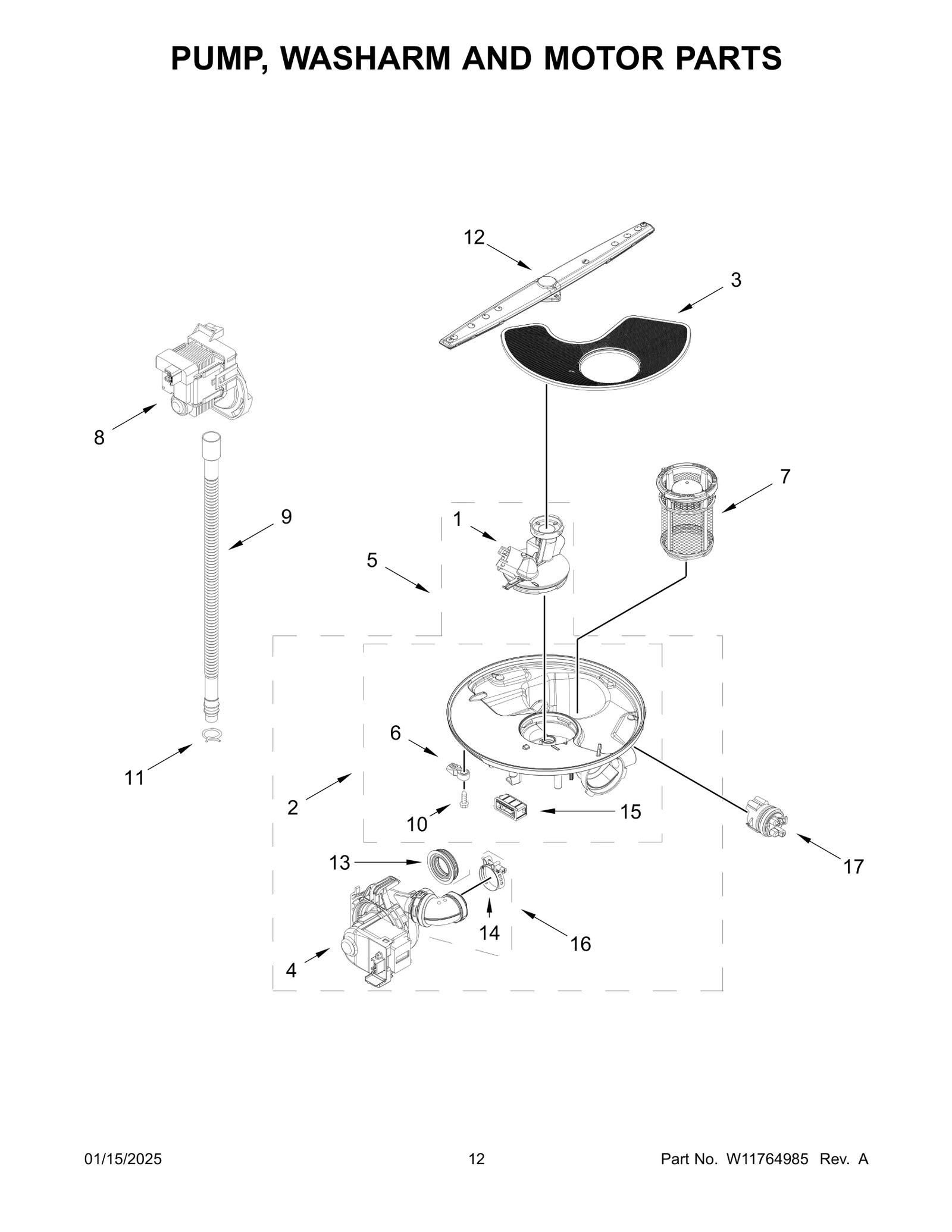PUMP, WASHARM AND MOTOR PARTS