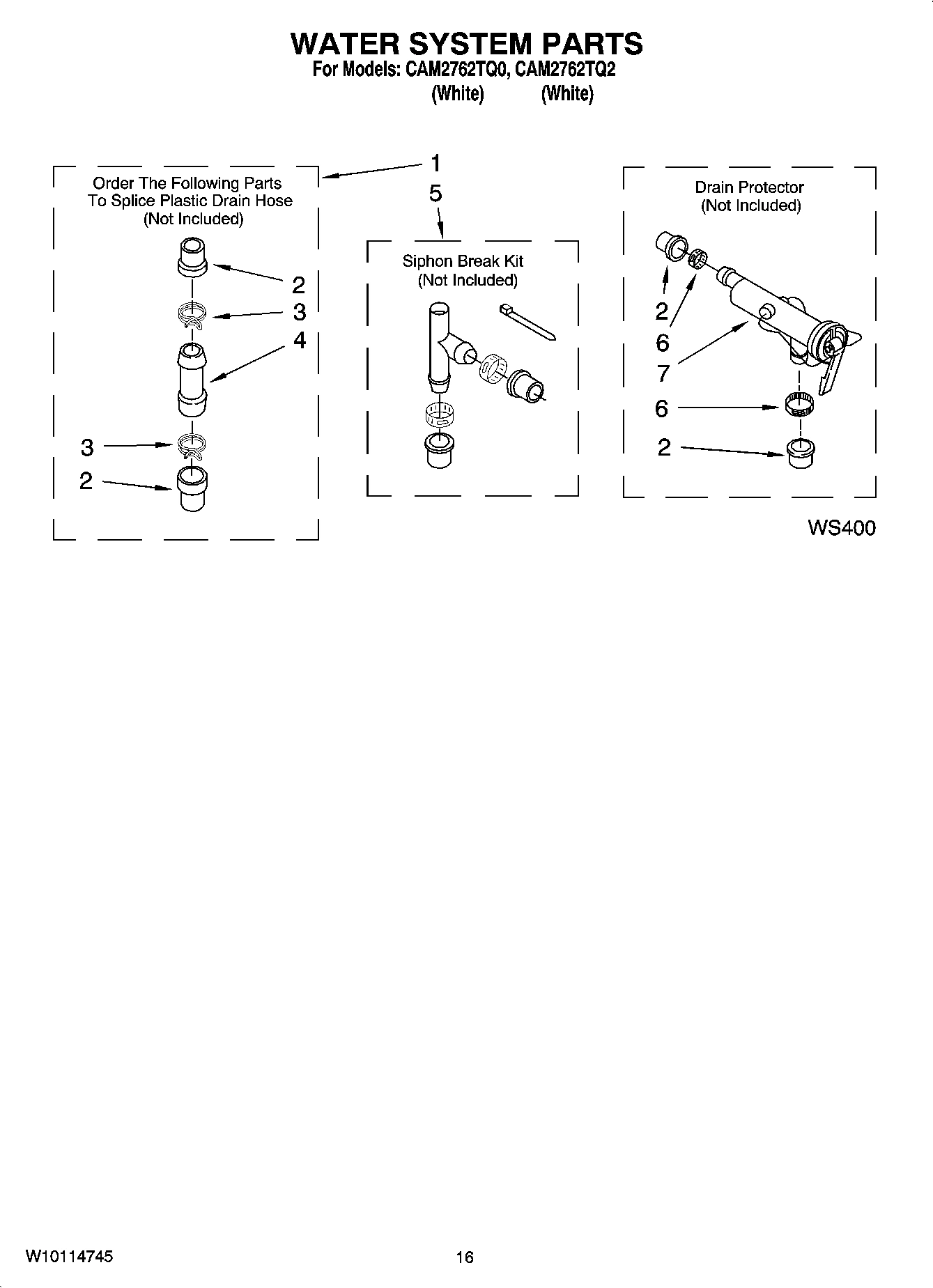 11 - WATER SYSTEM PARTS, OPTIONAL PARTS (NOT INCLUDED)