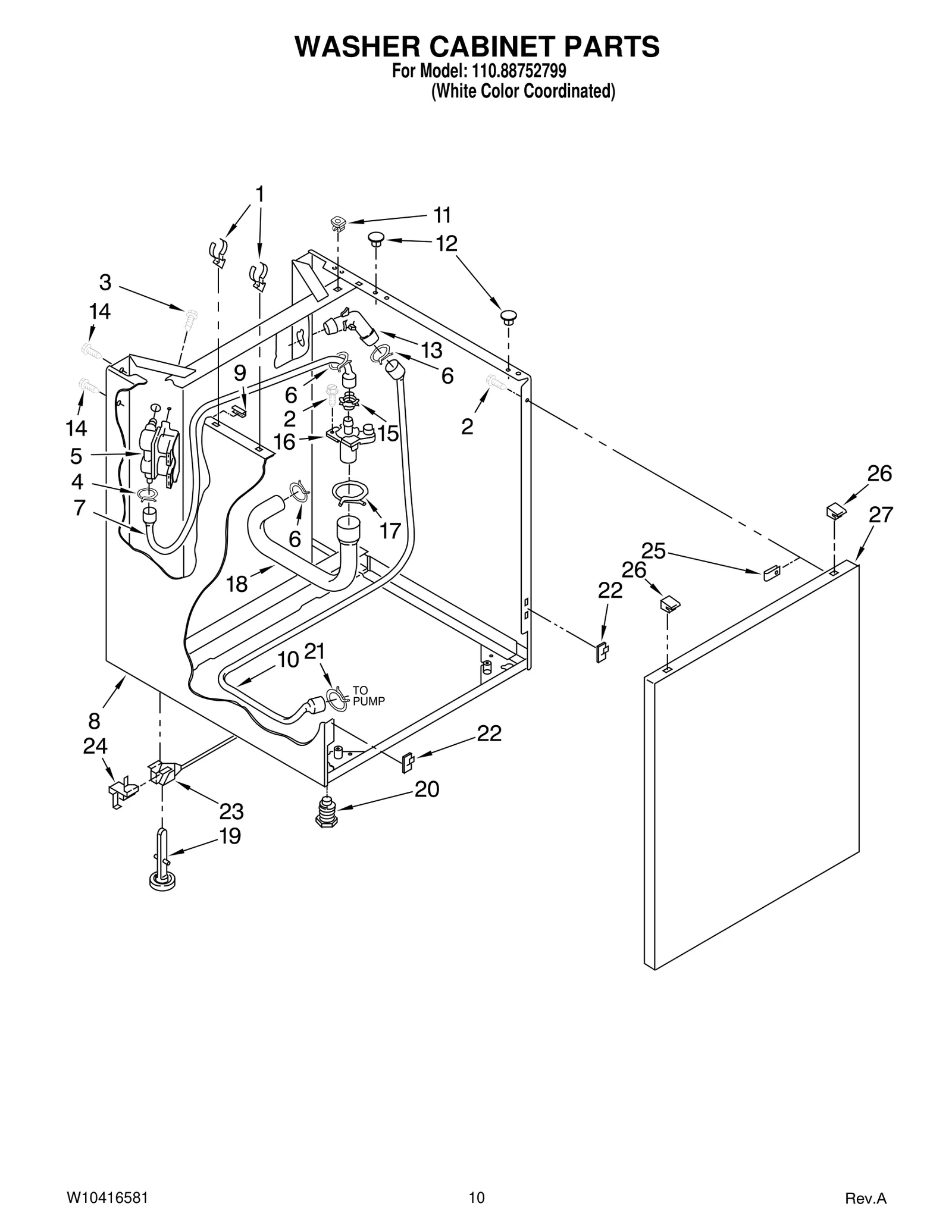 WASHER CABINET PARTS