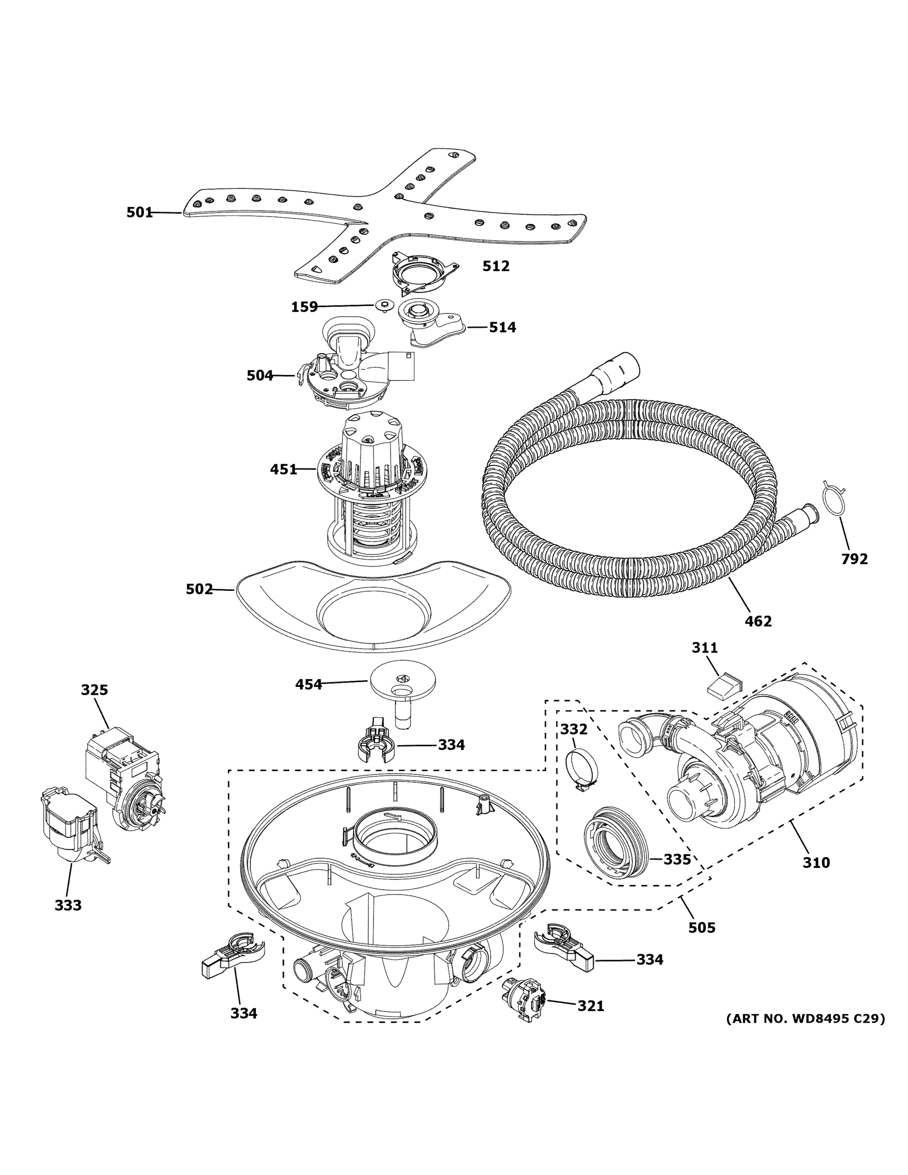 MOTOR, SUMP & FILTER ASSEMBLY