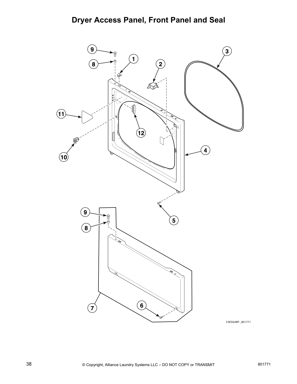Dryer Access Panel, Front Panel and Seal