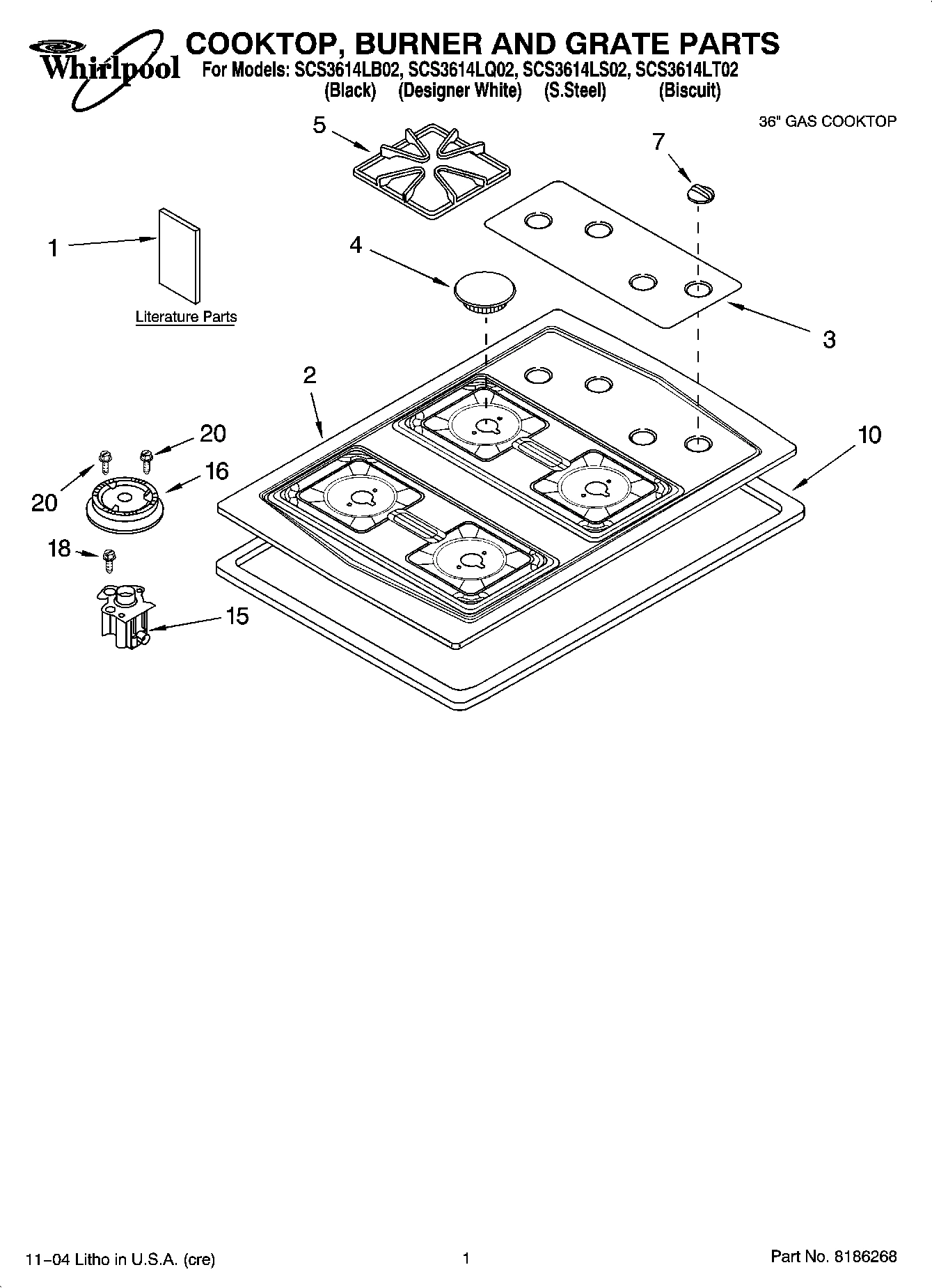 01 - COOKTOP, BURNER AND GRATE PARTS