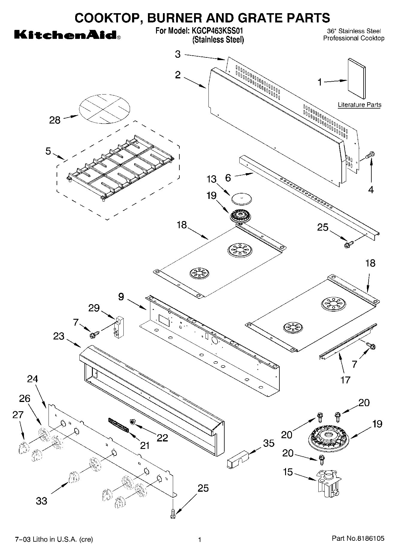 01 - COOKTOP, BURNER AND GRATE PARTS