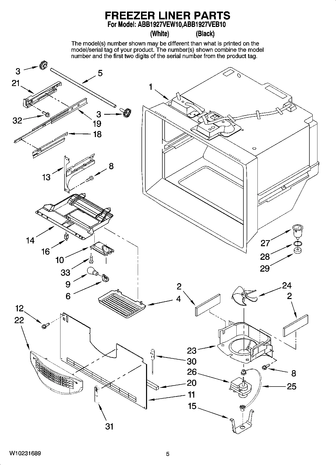 03 - FREEZER LINER PARTS