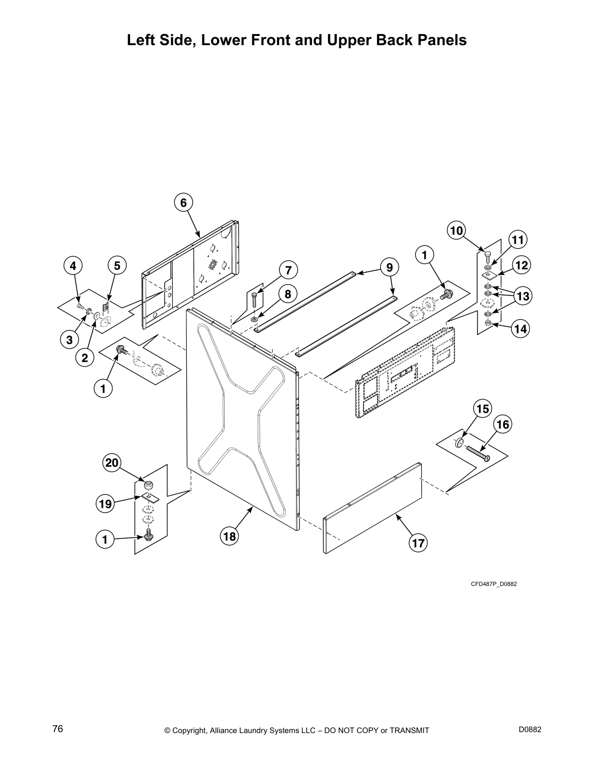 Left Side, Lower Front and Upper Back Panels