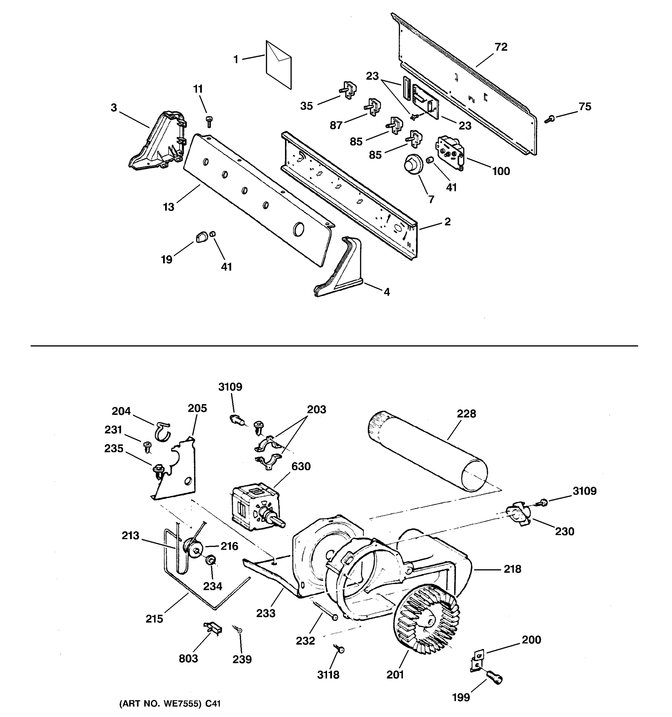 BACKSPLASH, BLOWER & MOTOR ASSEMBLY