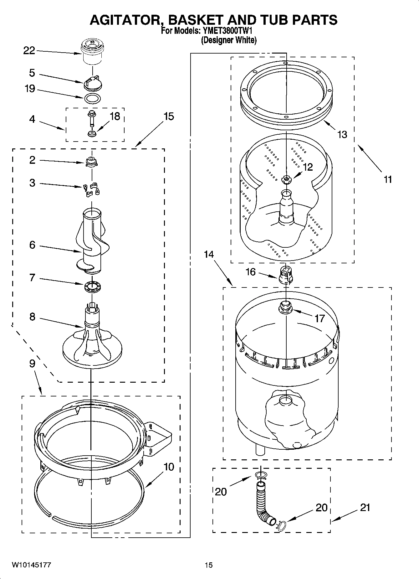 10 - AGITATOR, BASKET AND TUB PARTS