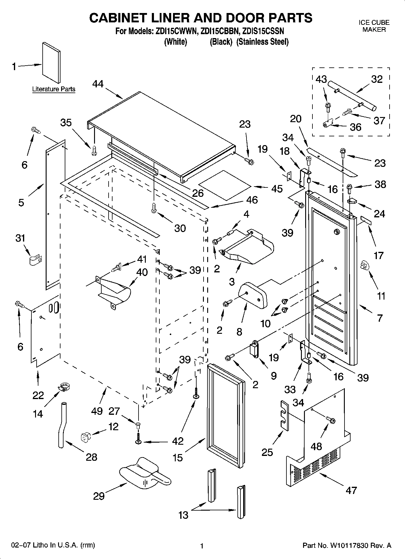01 - CABINET LINER AND DOOR PARTS