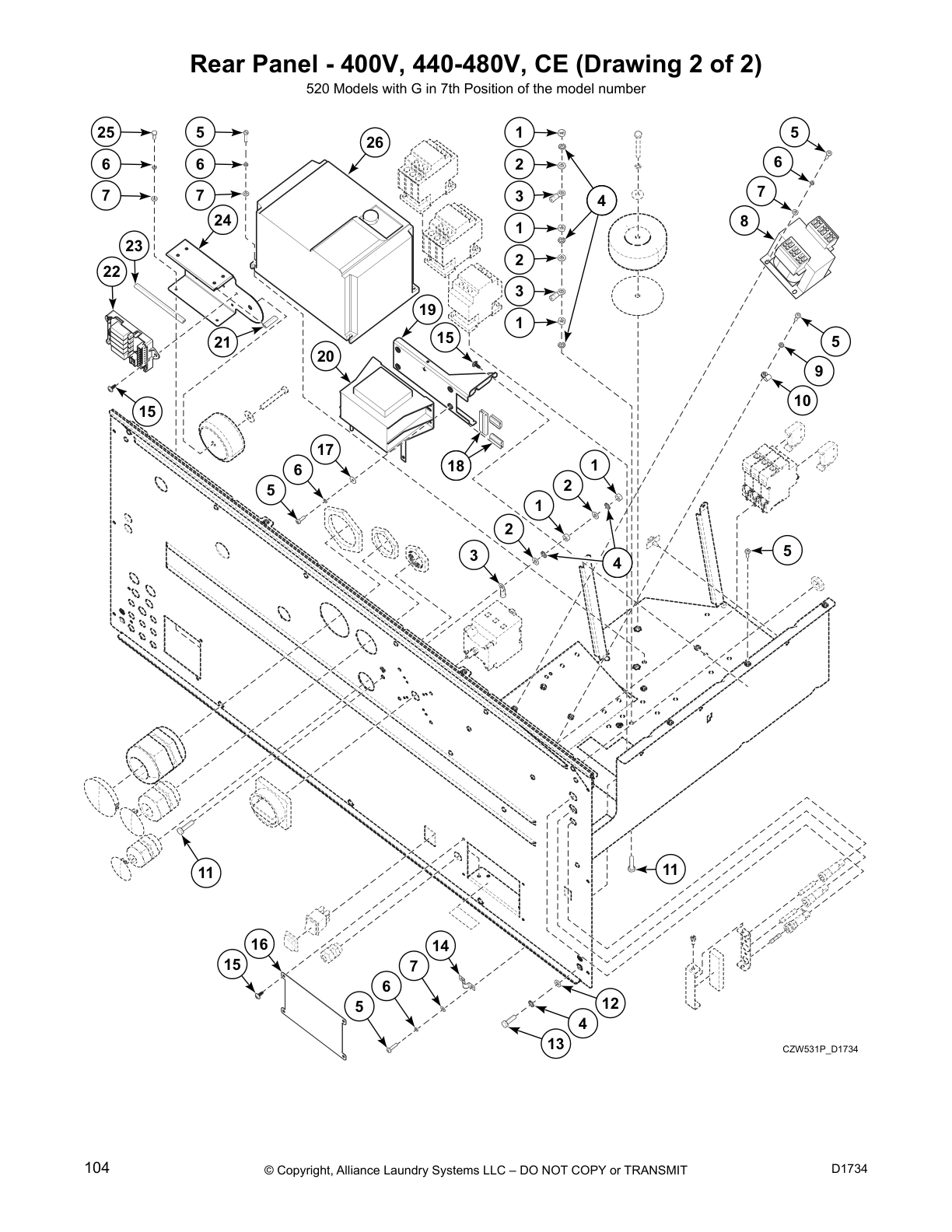 Rear Panel - 400V, 440-480V, CE (Drawing 2 of 2)