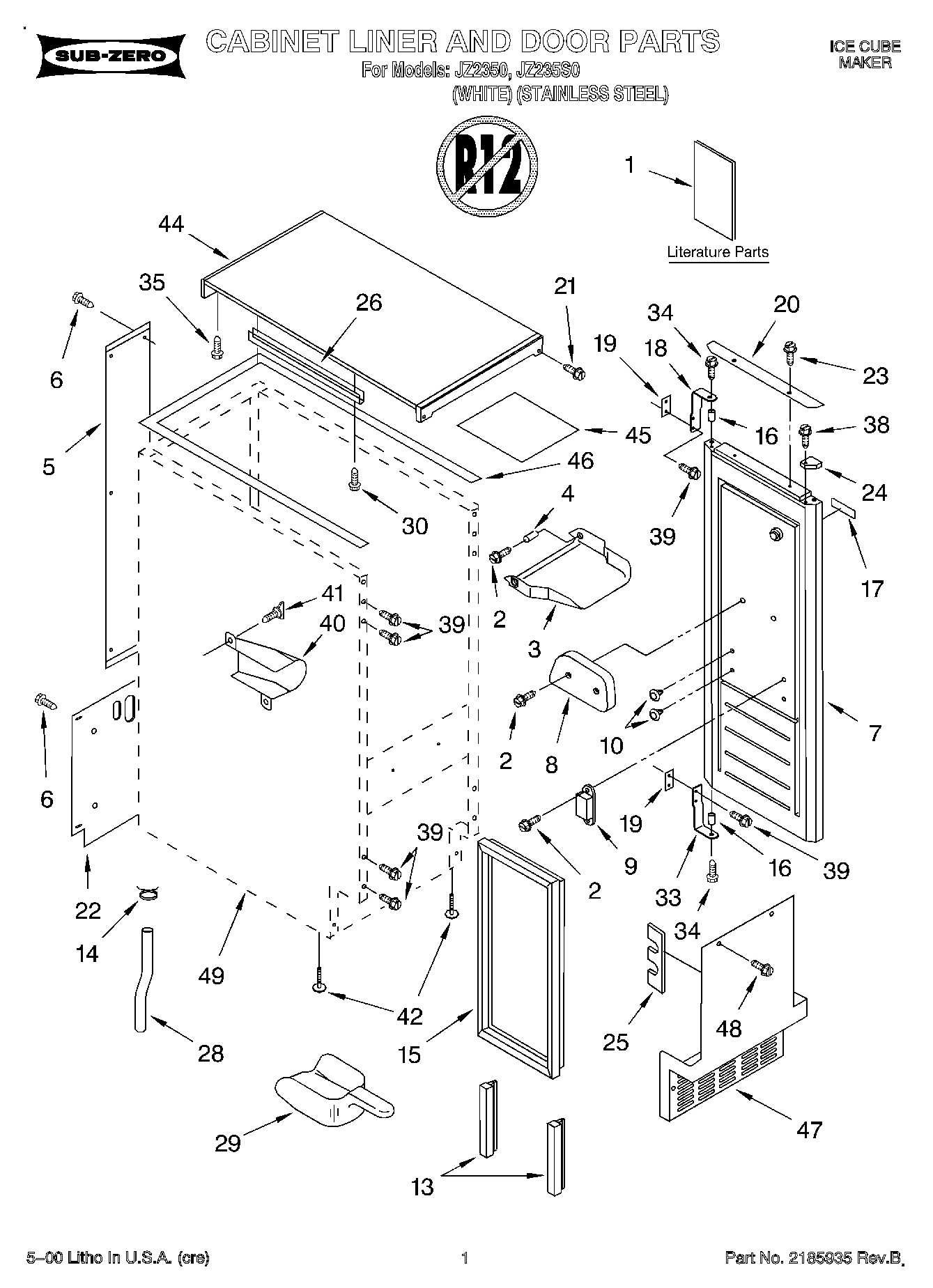 01 - CABINET LINER AND DOOR, LIT/OPTIONAL