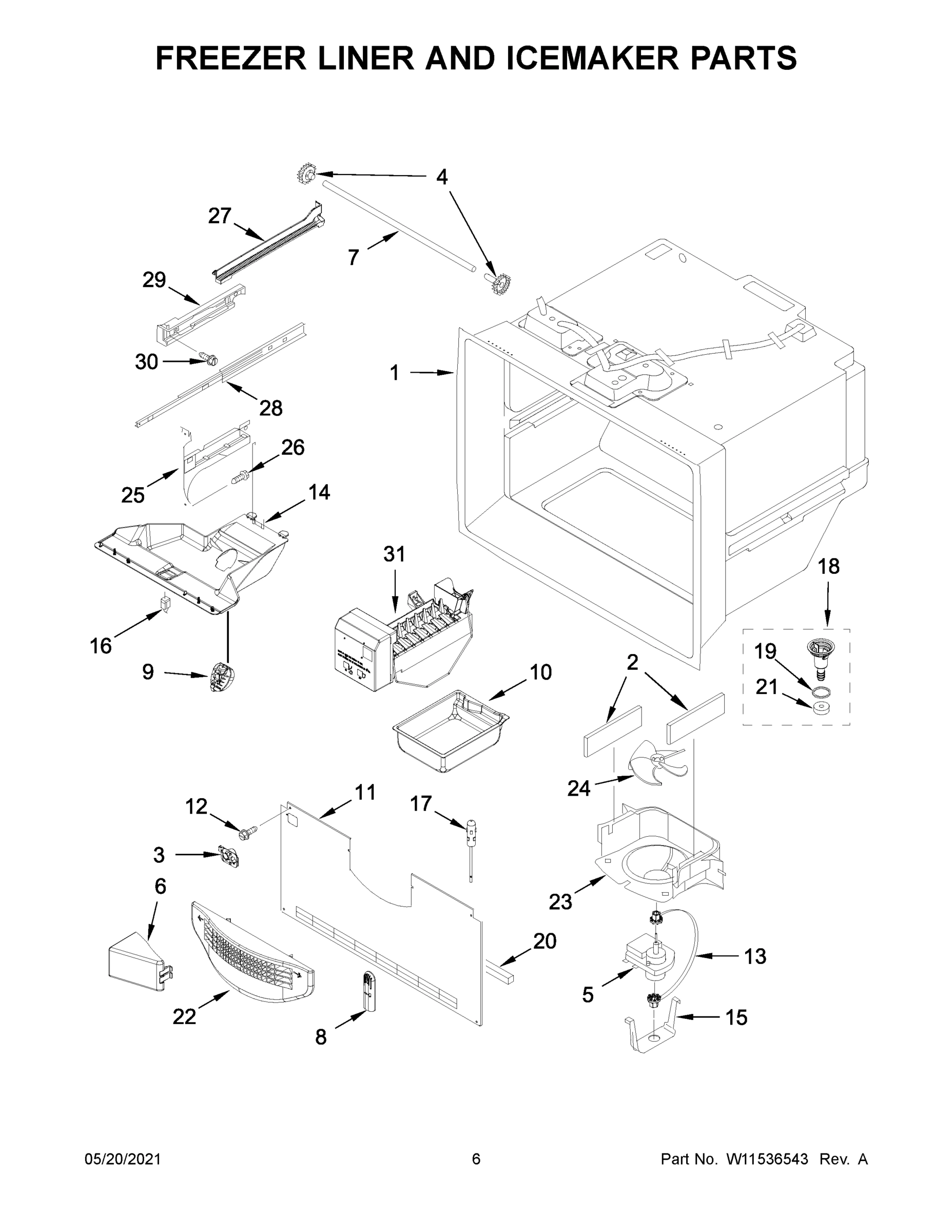 04 - FREEZER LINER AND ICEMAKER PARTS