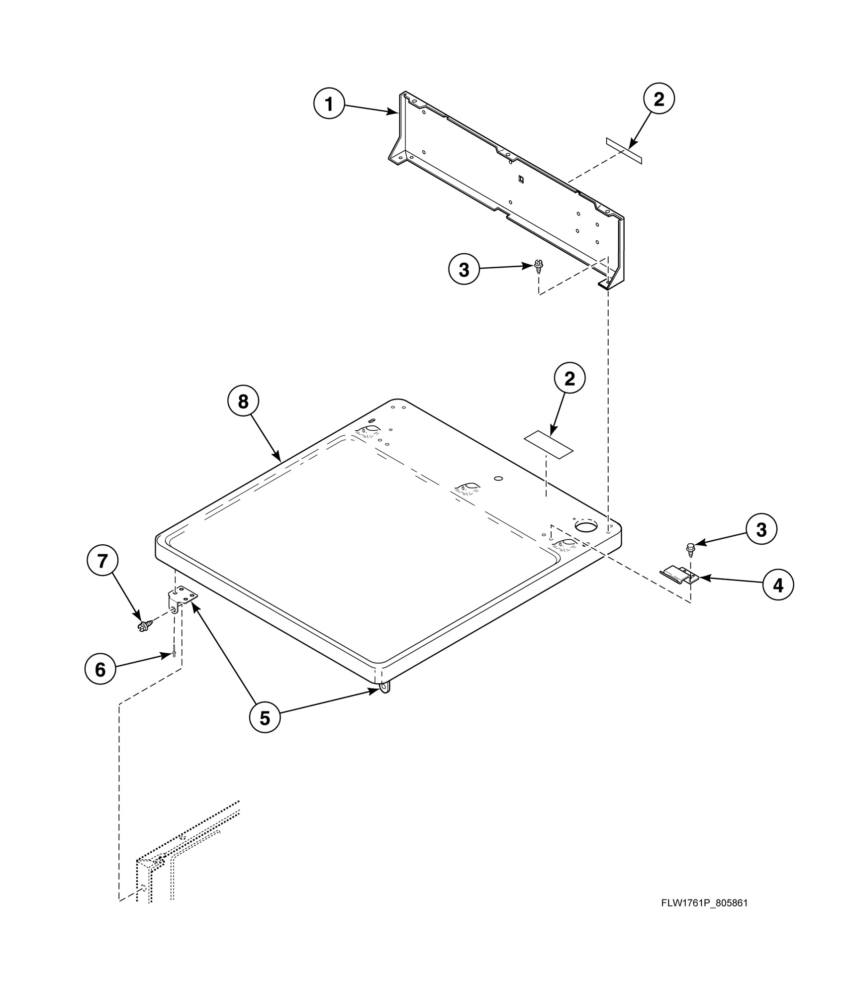 Cabinet Top and Control Hood Rear Panel