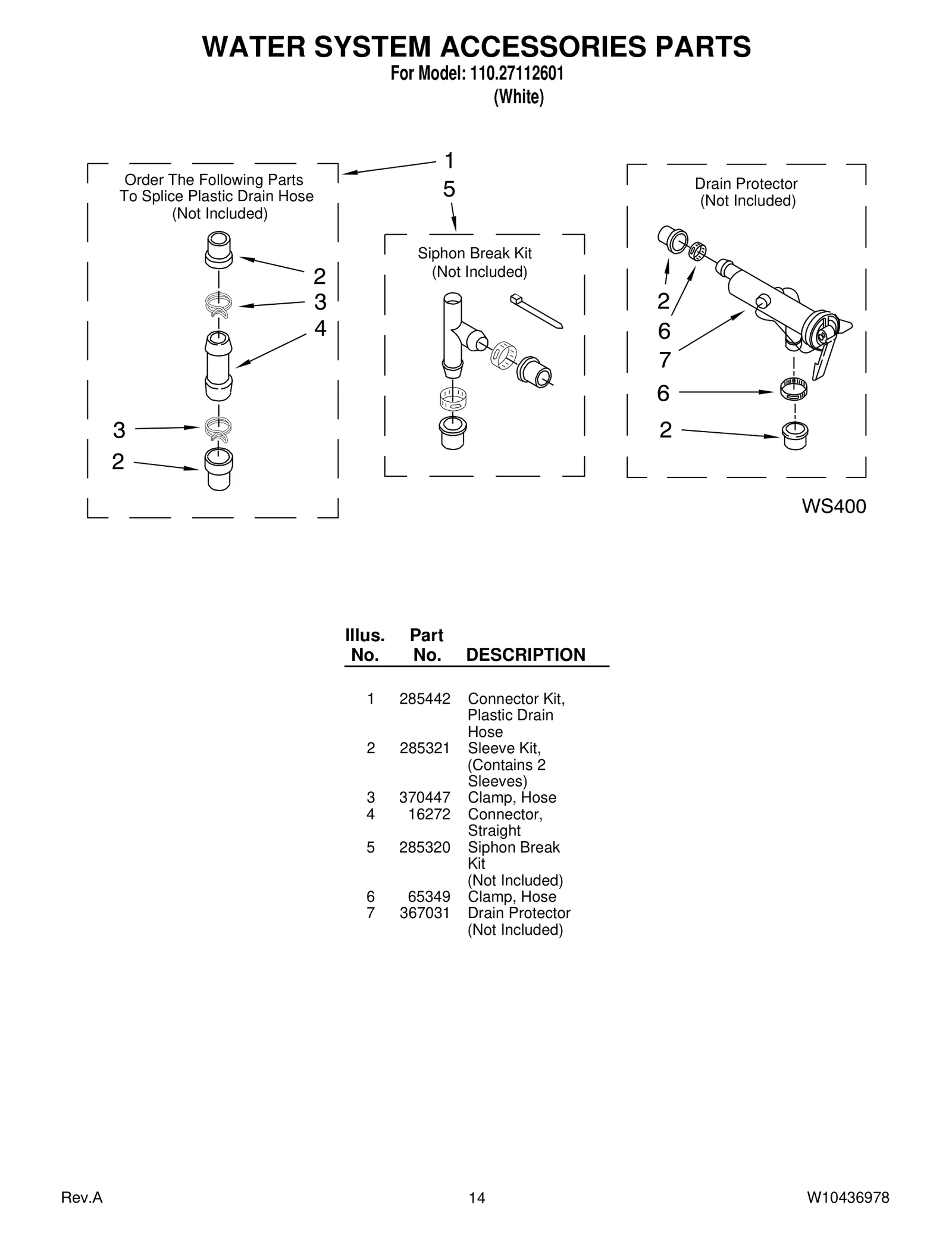 WATER SYSTEM ACCESSORIES PARTS