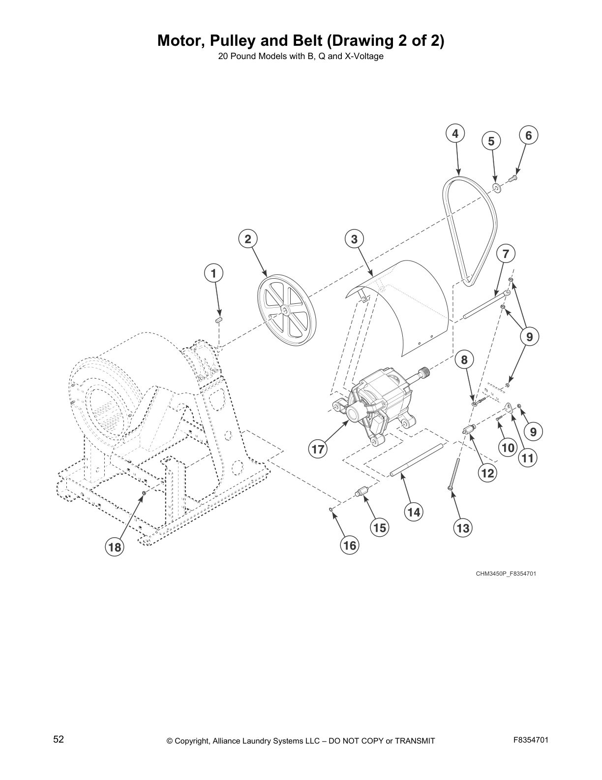 Motor, Pulley and Belt (Drawing 2 of 2)